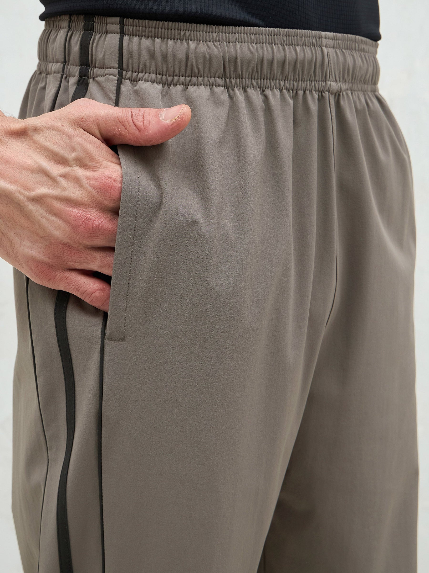 Unisex Dark Grey Bottom Color Block Baggy Parachute Pants-MASCLN SASSAFRAS