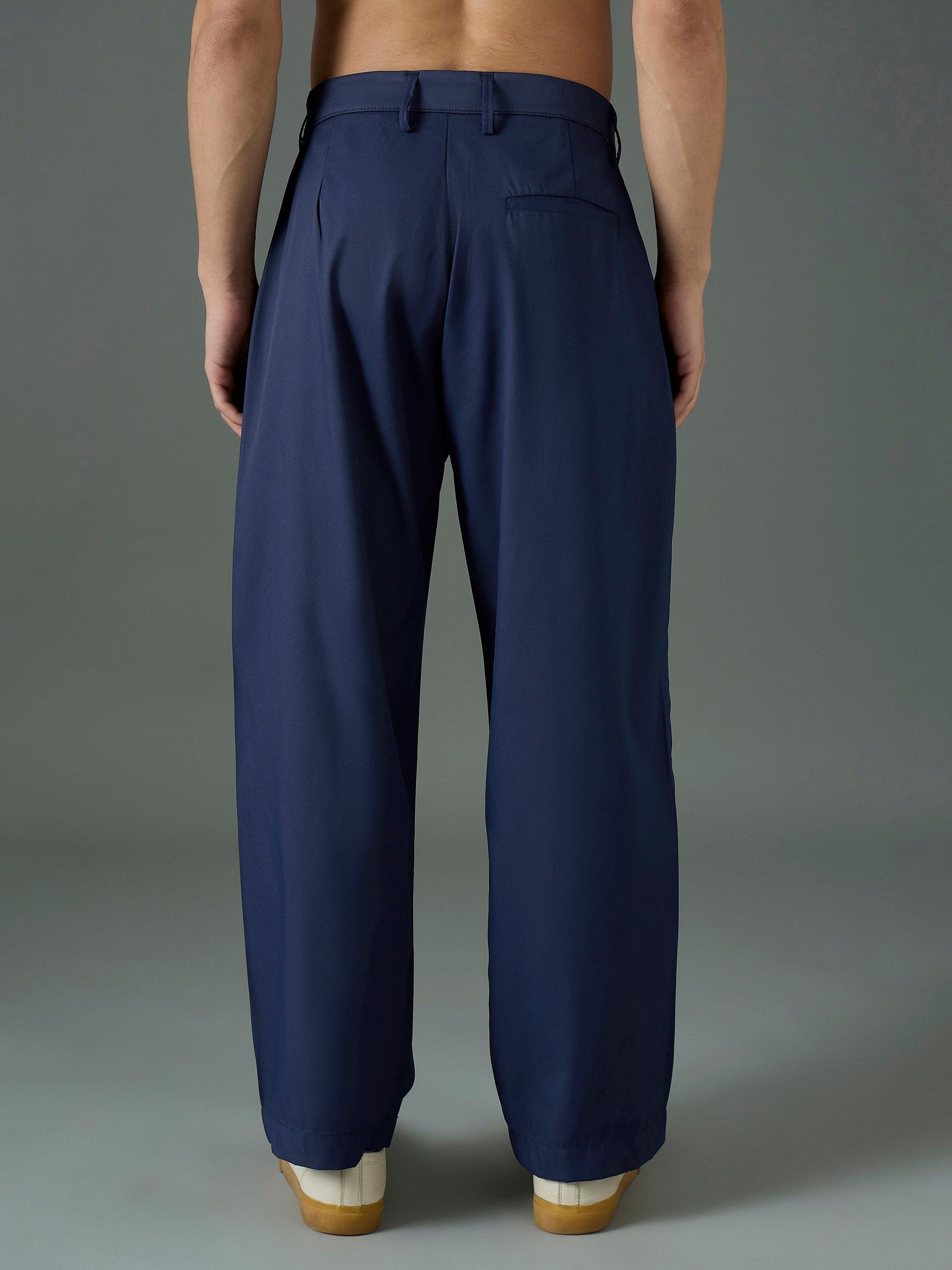 Navy Blue Front Dori Relax Fit Korean Trouser-MASCLN SASSAFRAS