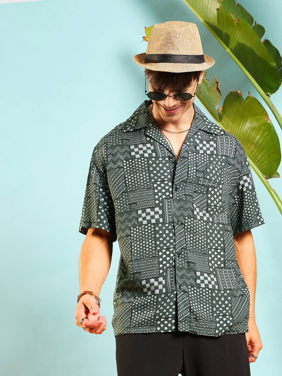 Olive Conversational Print Relax Fit Shirt-MASCLN SASSAFRAS