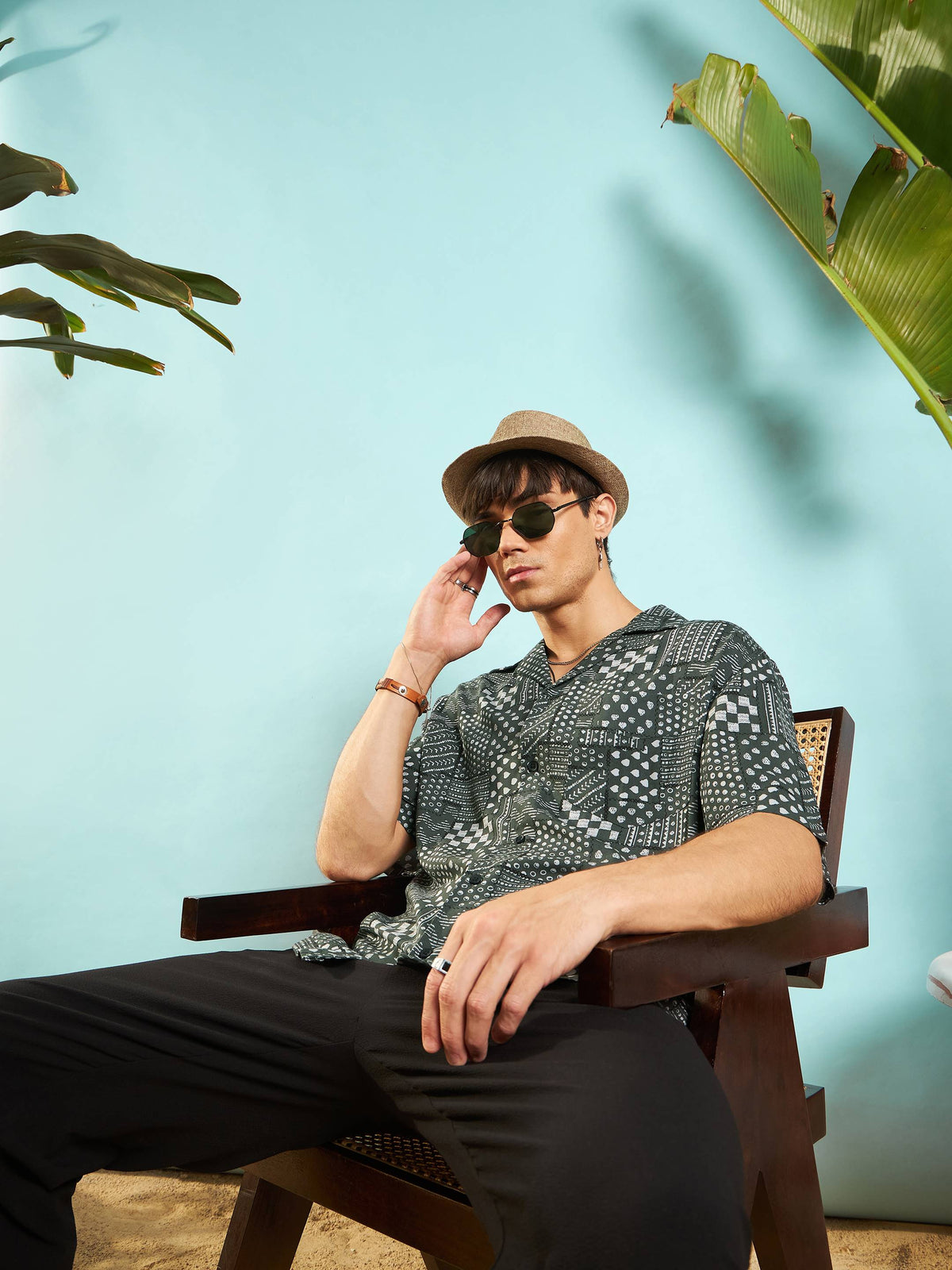 Olive Conversational Print Relax Fit Shirt-MASCLN SASSAFRAS
