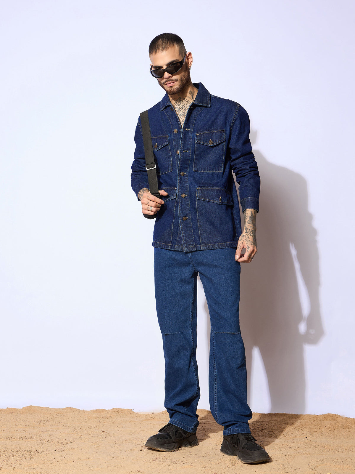 Navy Blue Utility Pocket Shacket -MASCLN SASSAFRAS