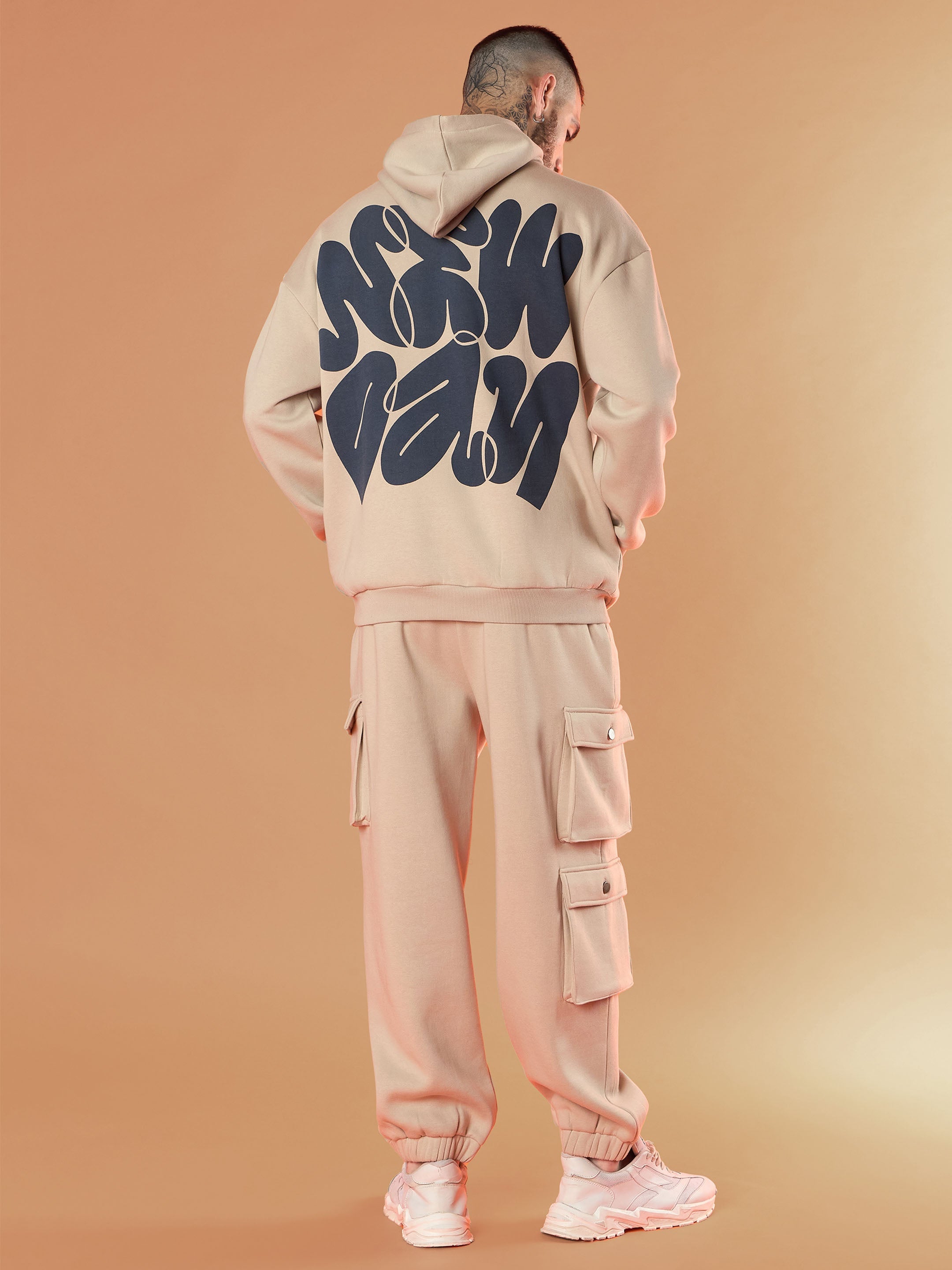 Buy Men Taupe NEW DAY Oversized Hoodie with Joggers Online at Best