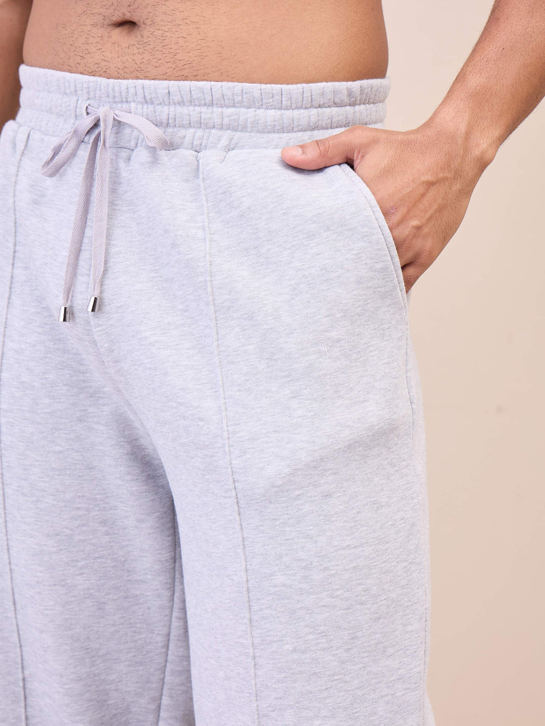 Grey Front Zipper Oversize Sweatshirt With Sweatpants-MASCLN SASSAFRAS