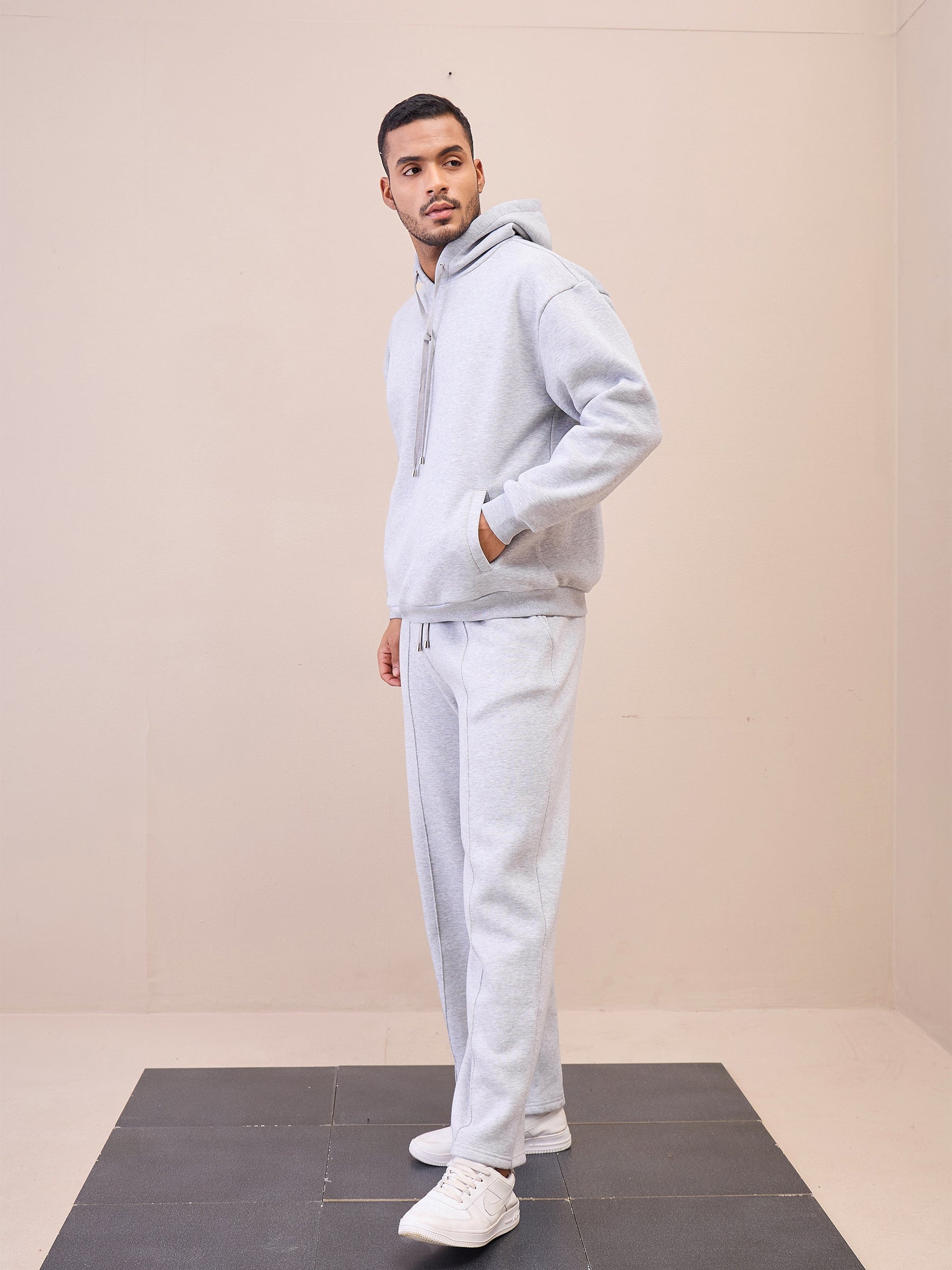 Grey Oversize Hoodie With Sweatpants-MASCLN SASSAFRAS