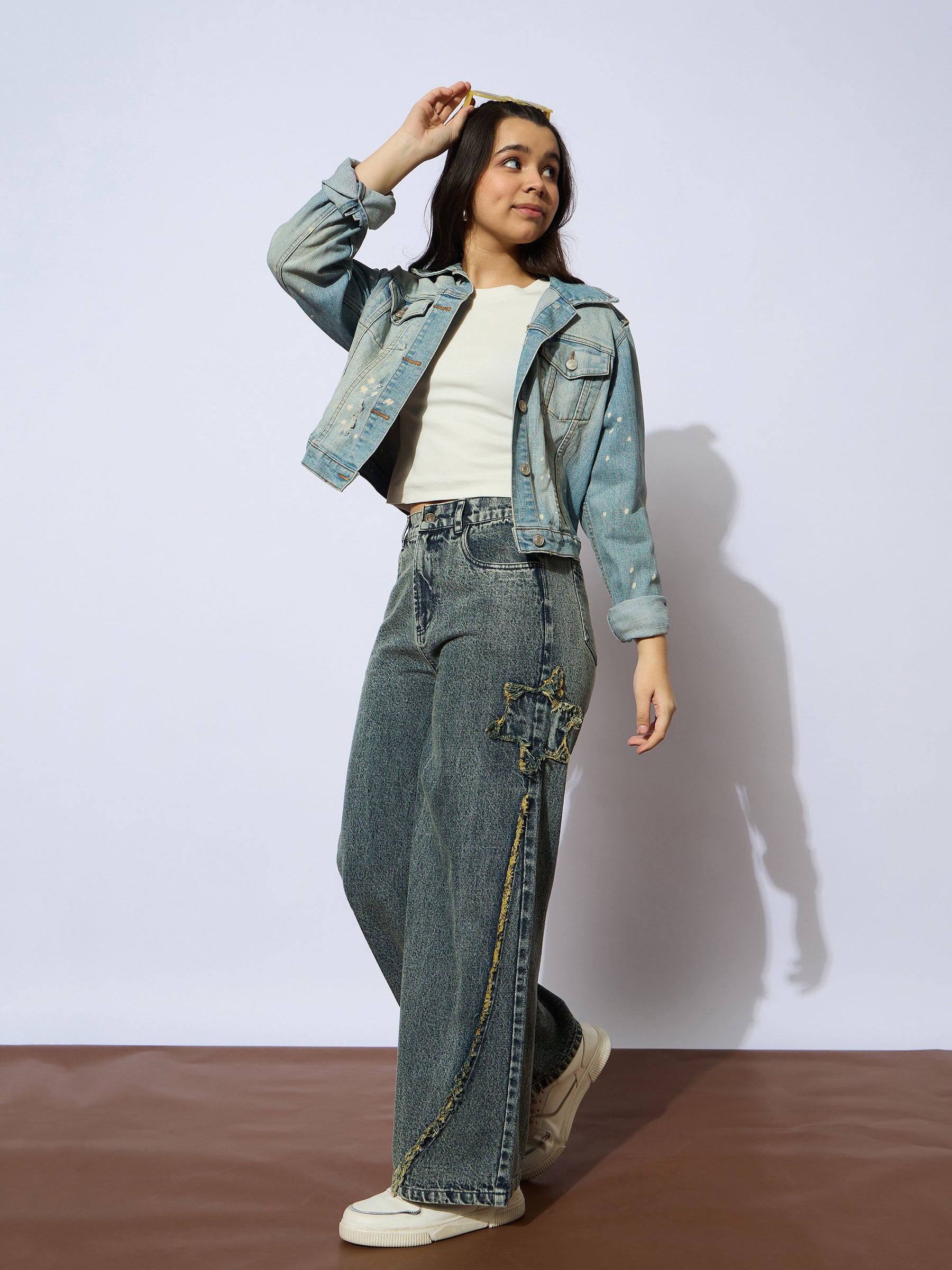 Yellow Wash Front Distressed Straight Jeans -Noh.Voh