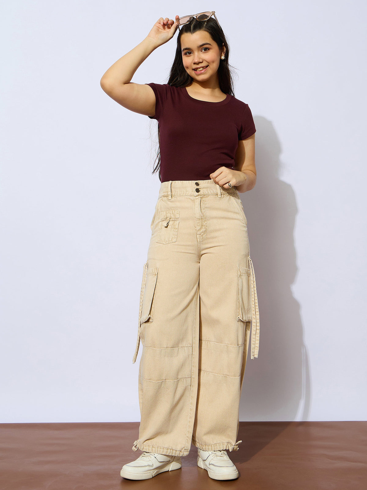 Beige Multi Pockets Straight Jeans-Noh.Voh