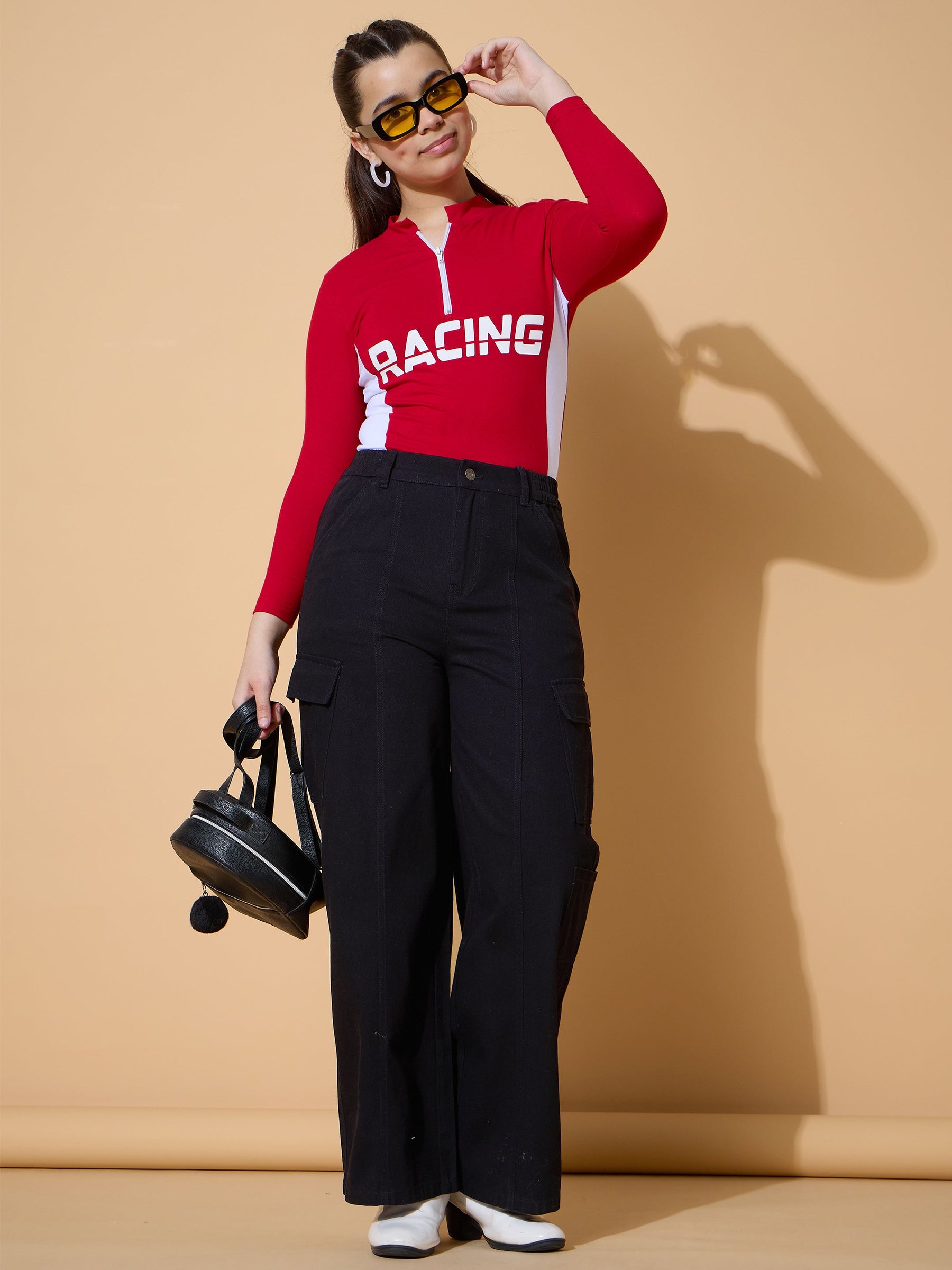 Black Twill Front Seam Straight Pants -Noh.Voh