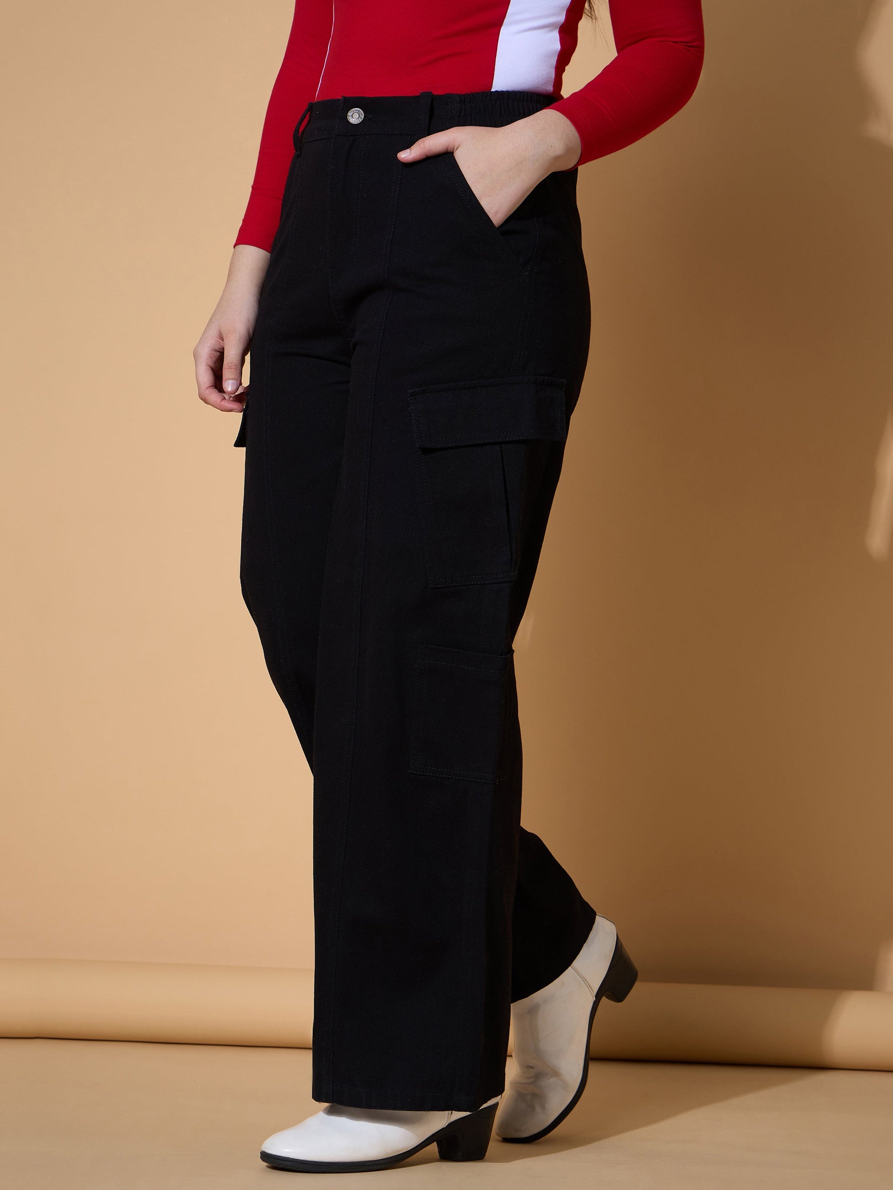 Black Twill Front Seam Straight Pants -Noh.Voh