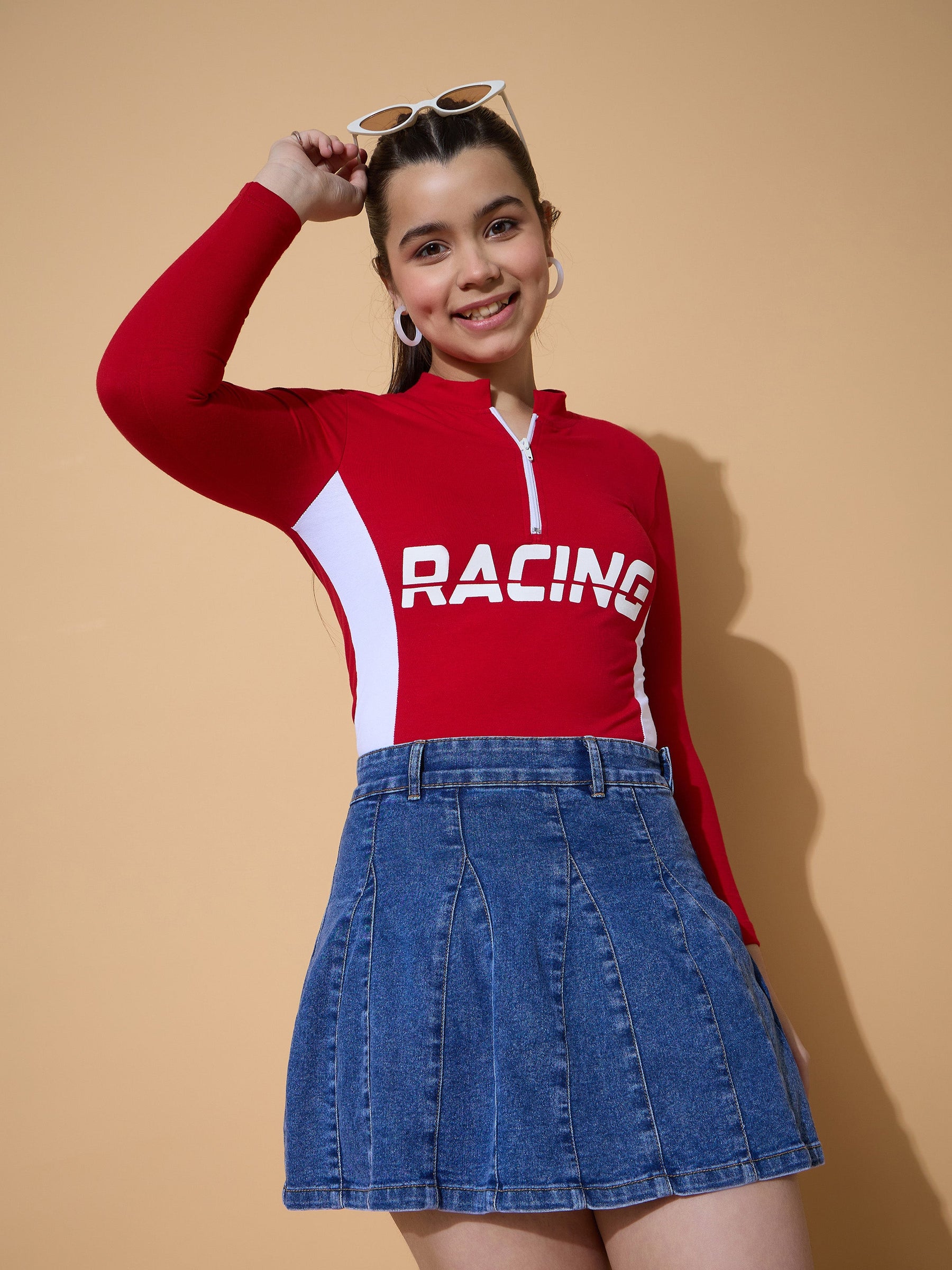 Blue Blast Denim Flared Mini Skirt-Noh.Voh