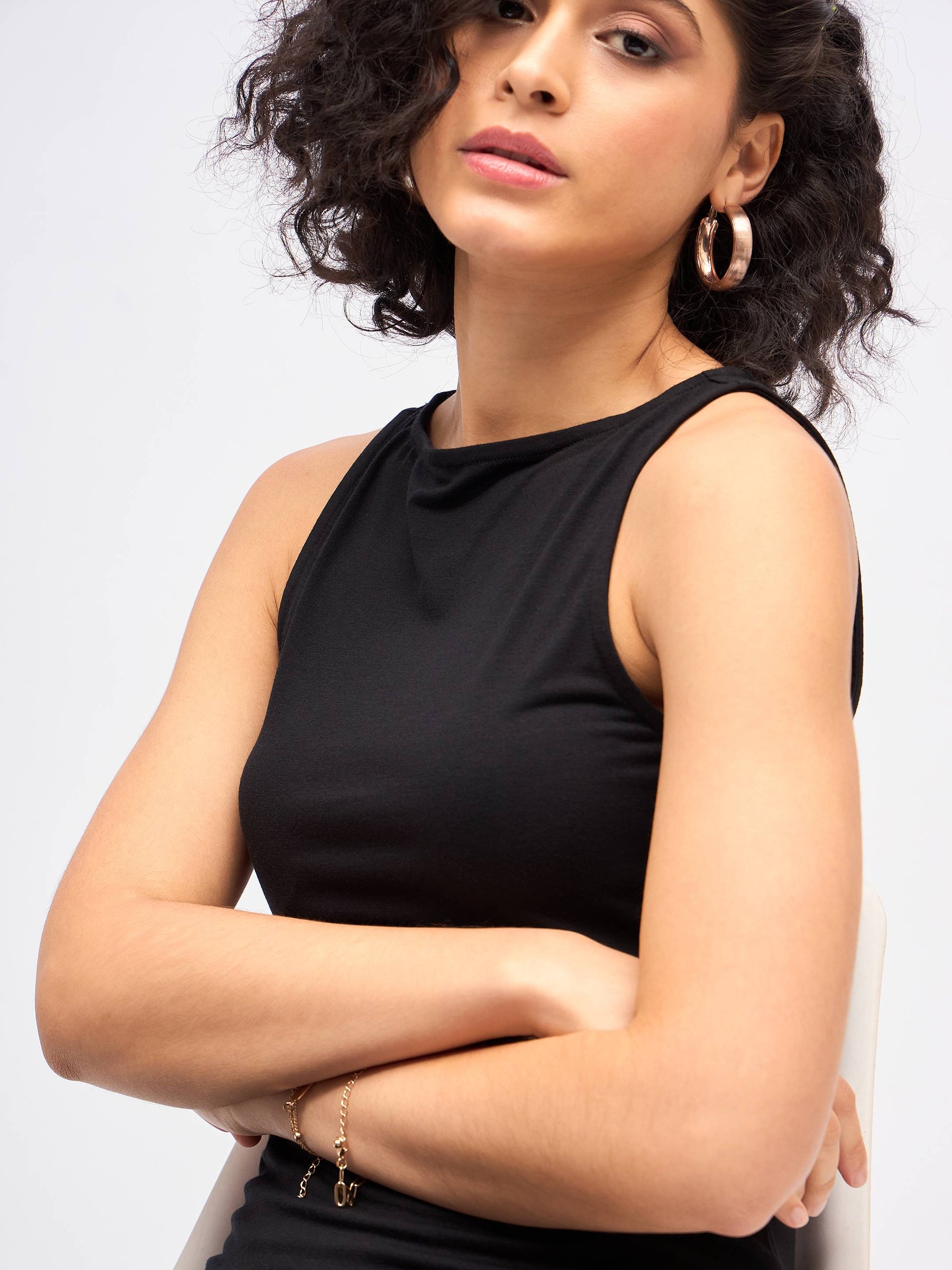 Black Boat Neck Bodycon Jersey Maxi Dress-SASSAFRAS