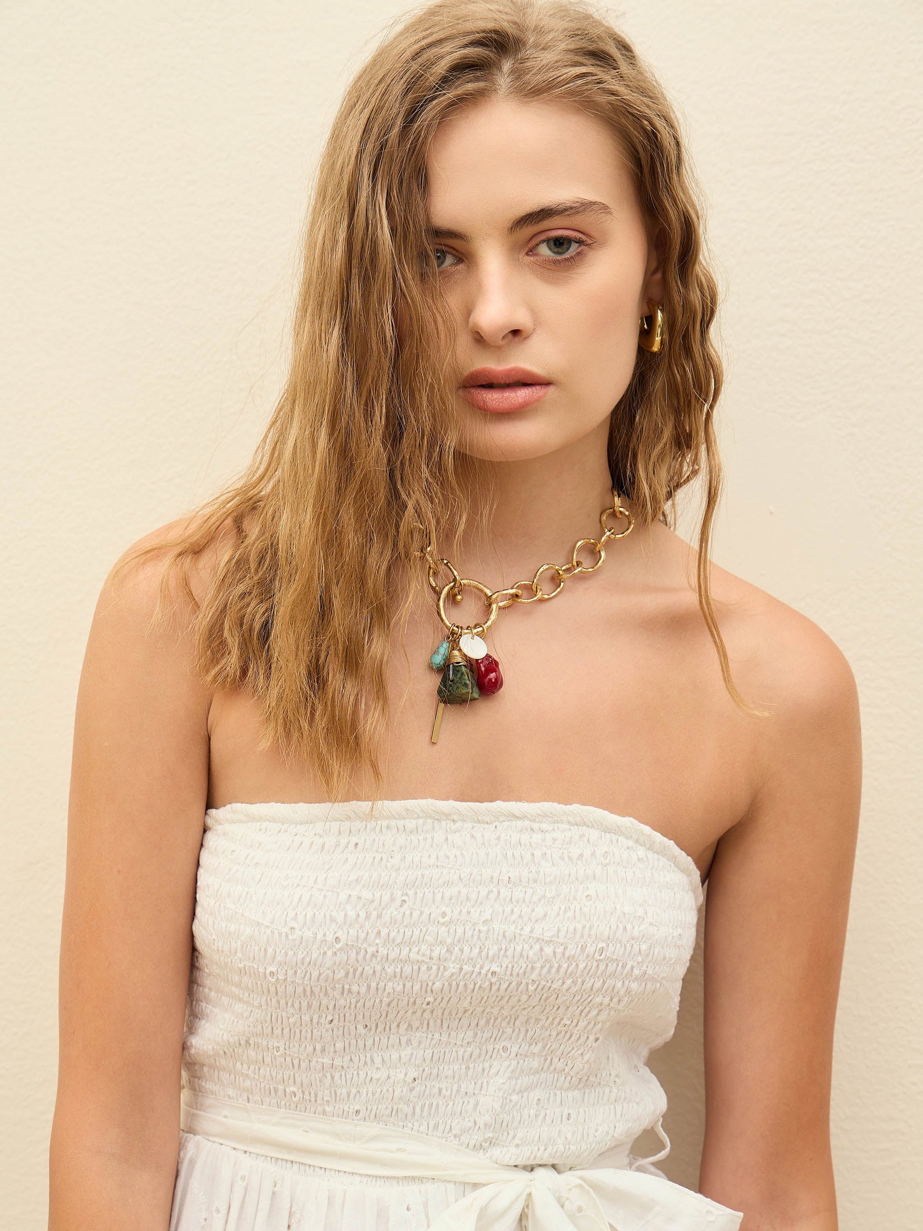 White Schiffli Smocking Detail Midi Dress-SASSAFRAS
