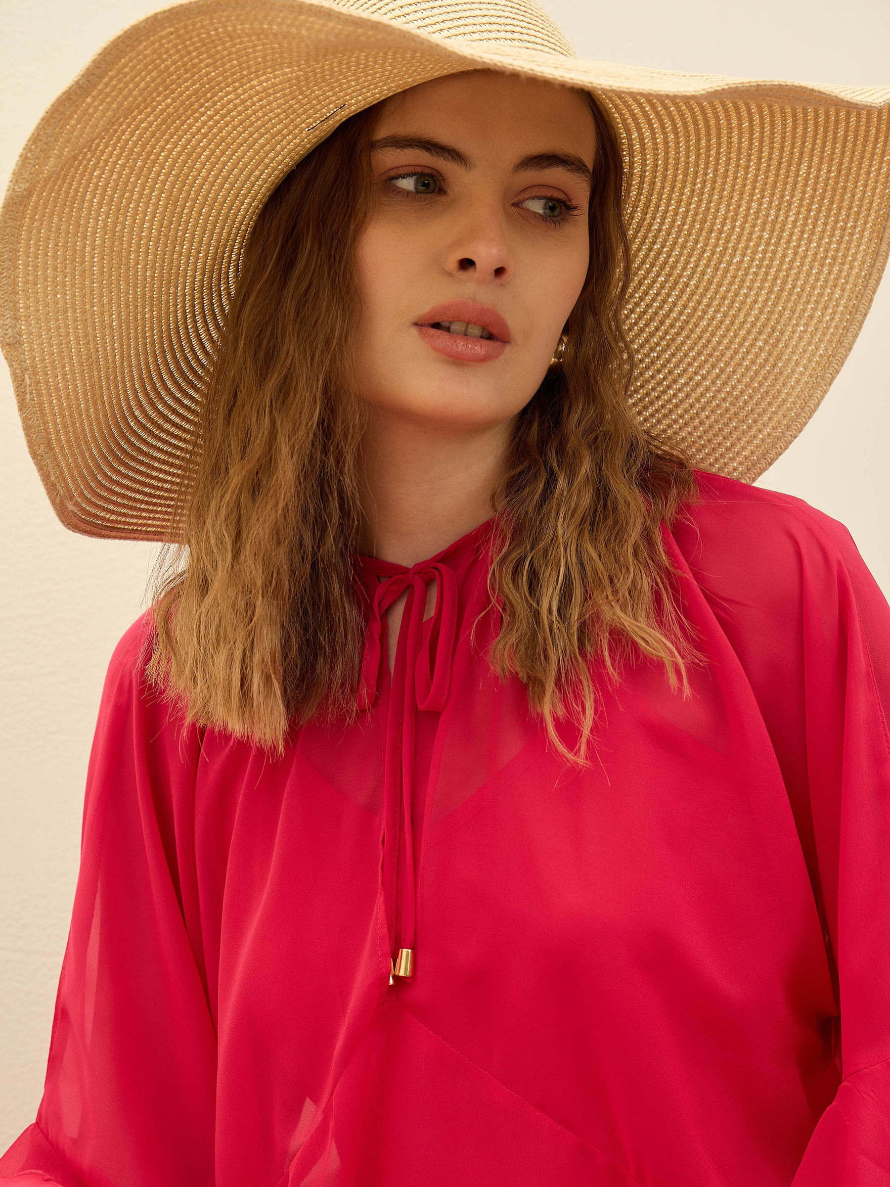 Fuchsia Solid Loose Fit Maxi Dress-SASSAFRAS