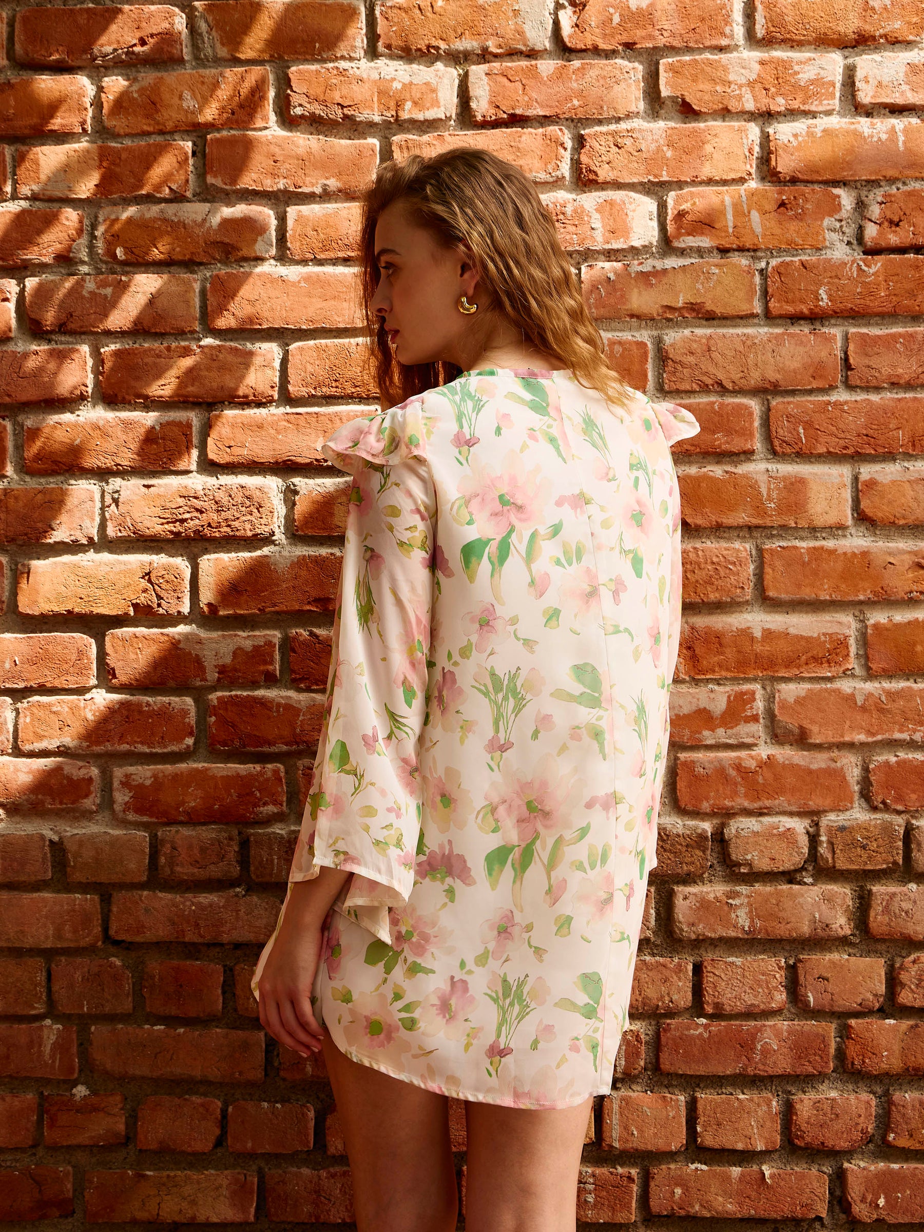 White Floral A-Line Short Dress-SASSAFRAS