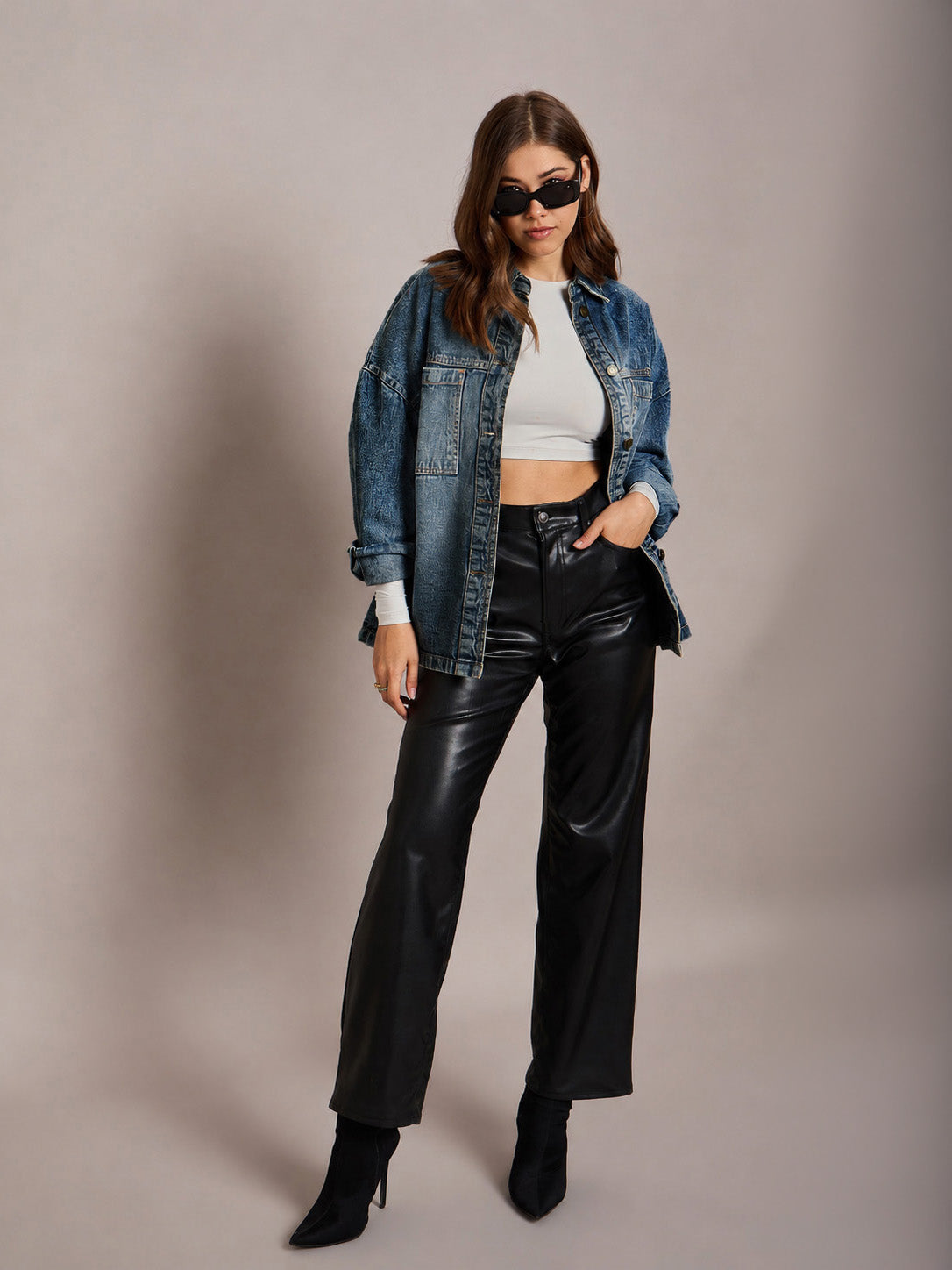 Blue Wash Denim Oversized Jacket-SASSAFRAS BASICS