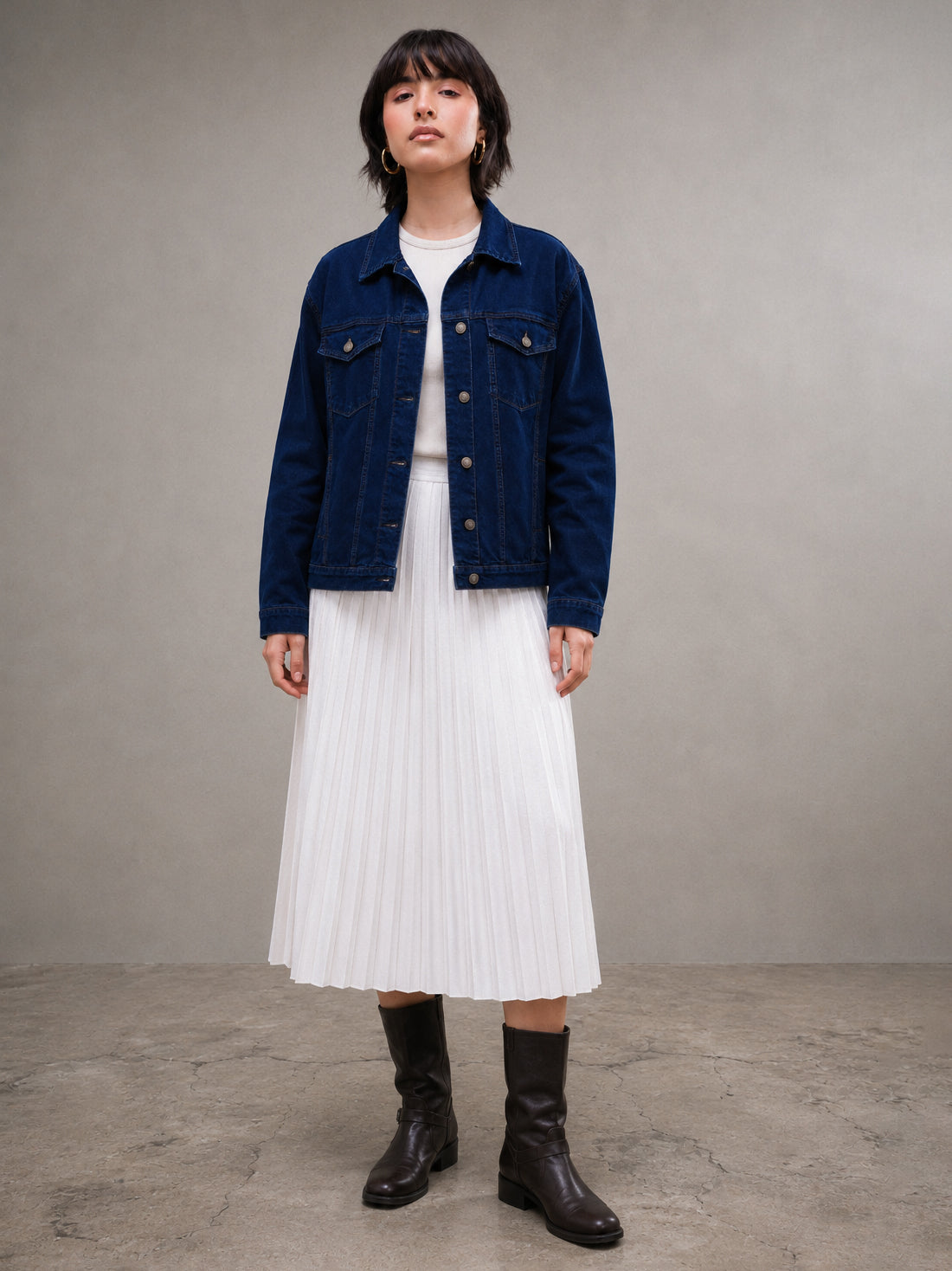 Navy Wash Denim Oversized Jacket-SASSAFRAS