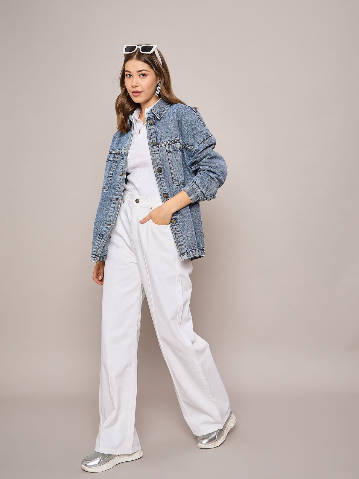 Blue Denim Oversized Jacket-SASSAFRAS BASICS