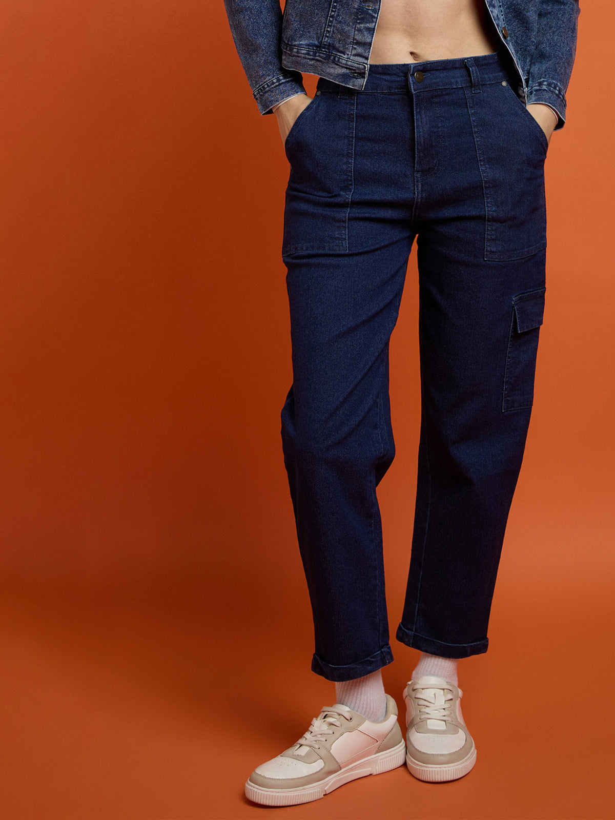 Blue Blast Multi Pockets Balloon Fit Jeans-SASSAFRAS
