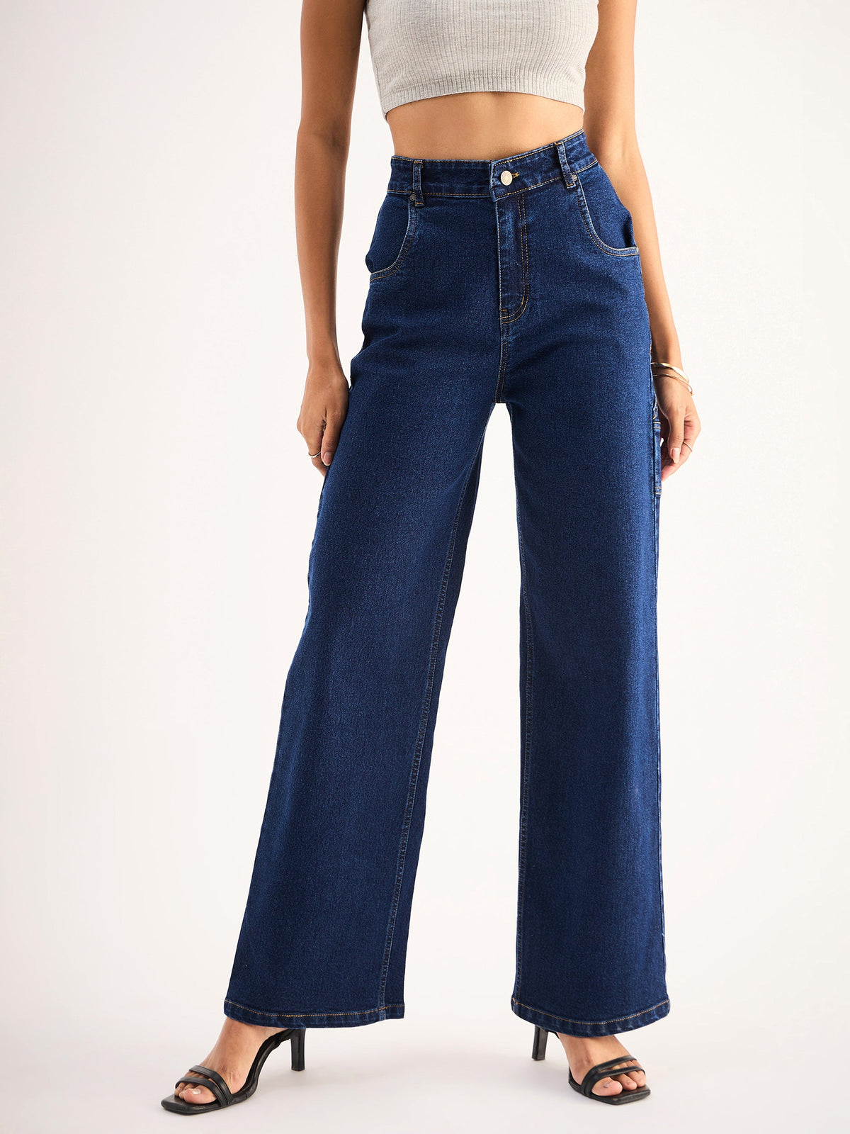 Blue Blast High Waist Back Pocket Jeans-SASSAFRAS BASICS