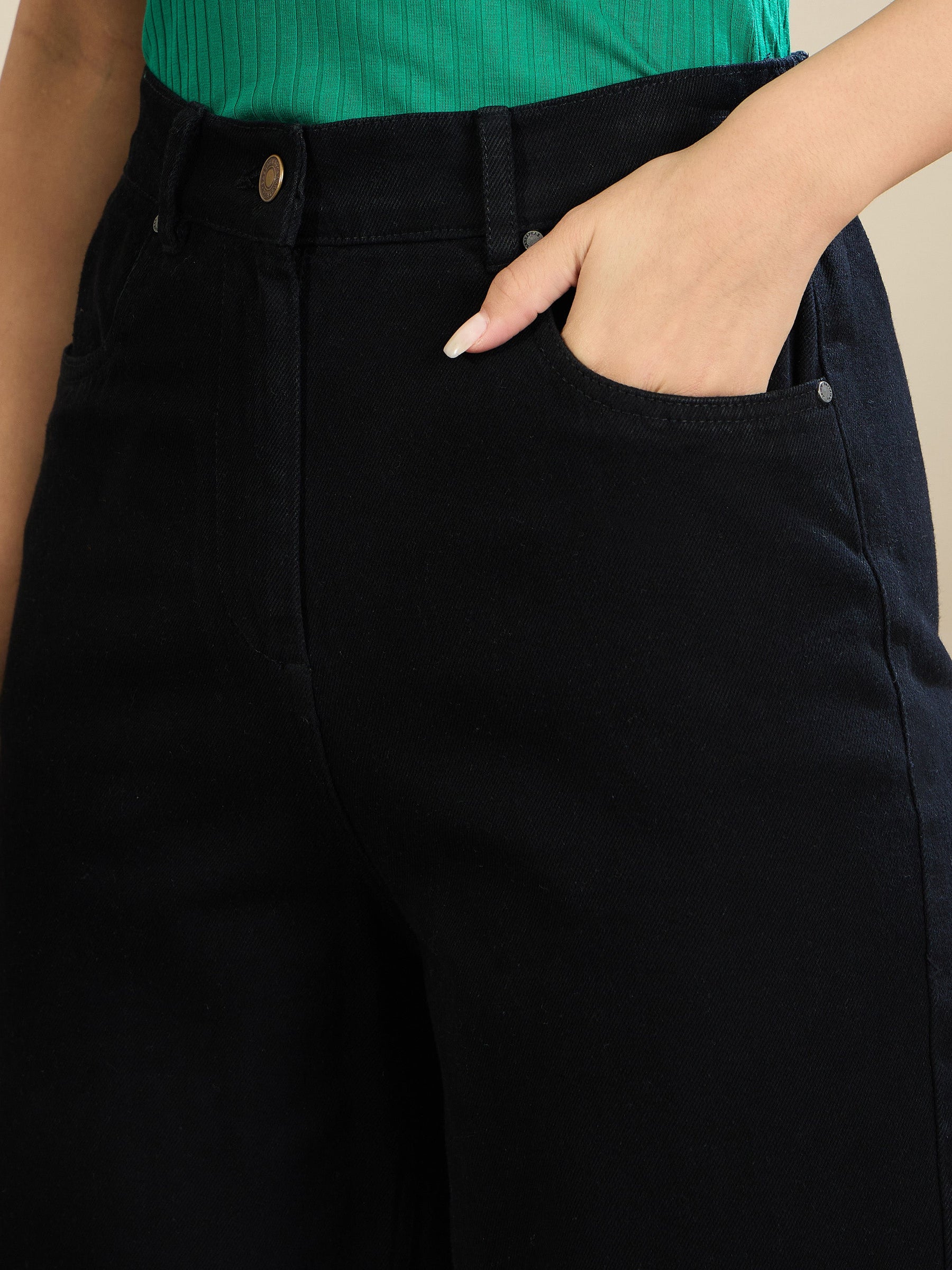Jet Black Balloon Fit Jeans-SASSAFRAS BASICS