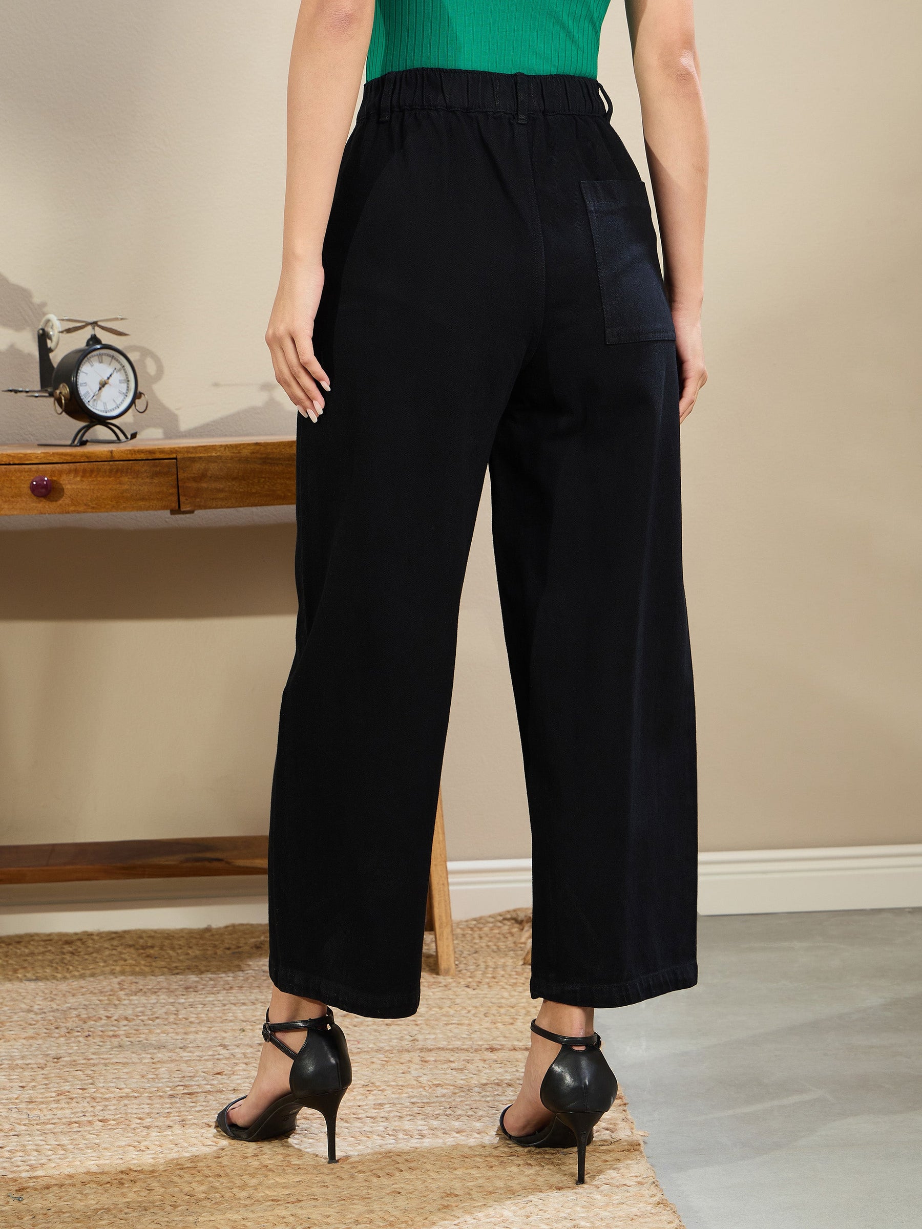 Jet Black Balloon Fit Jeans-SASSAFRAS BASICS