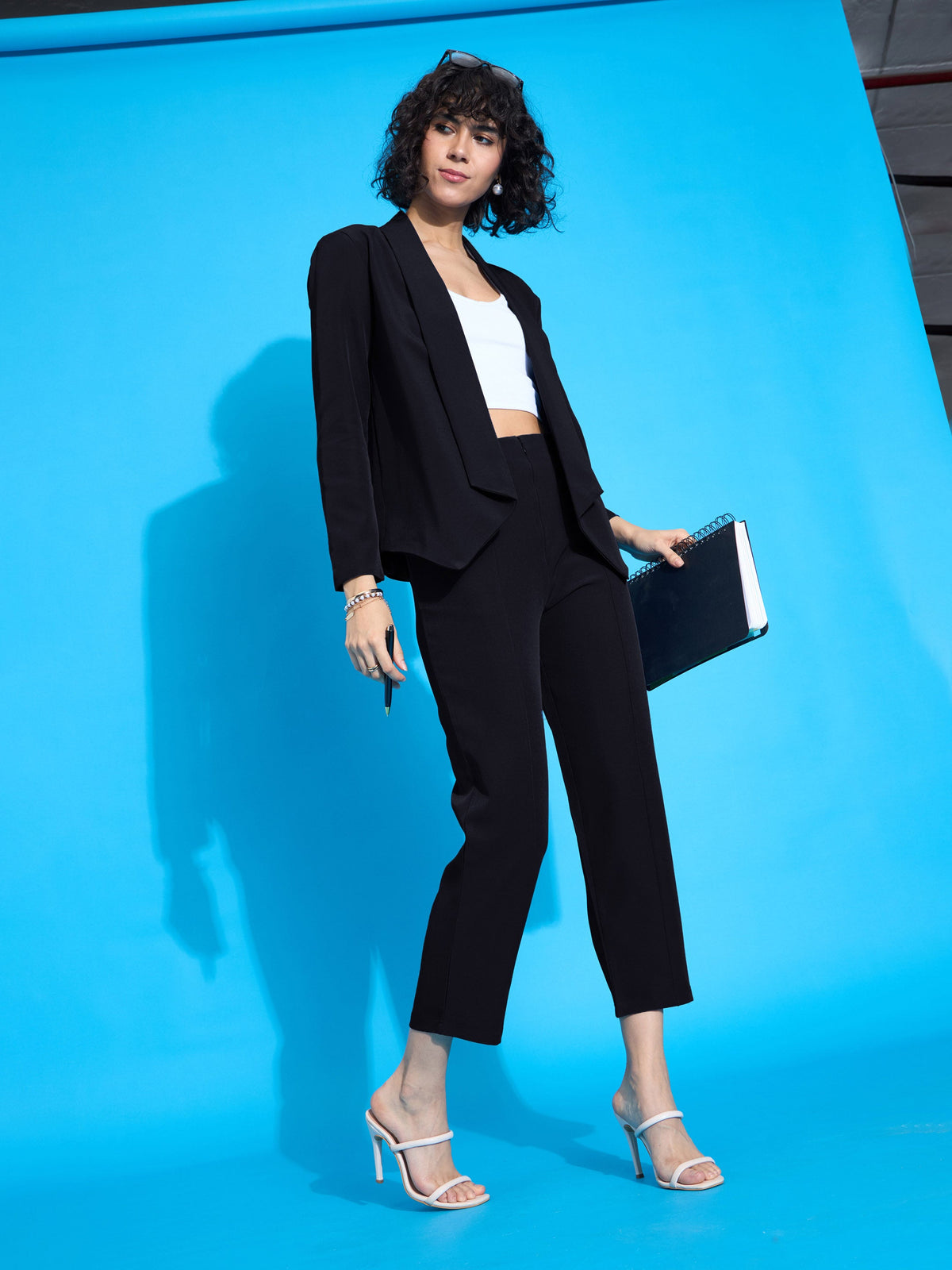 Black Front Darted Balloon Fit Pants-SASSAFRAS worklyf