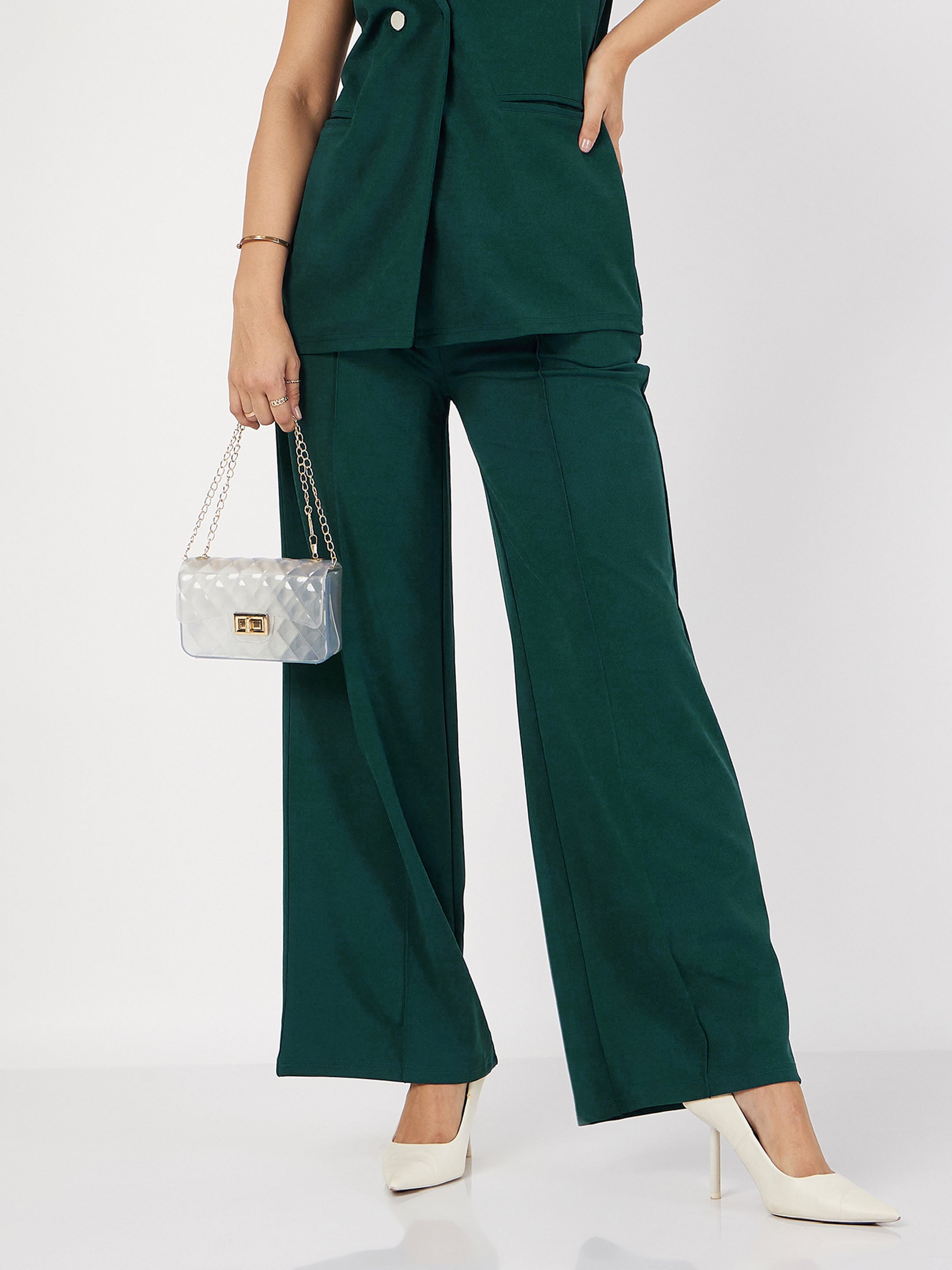 Buy Women Emerald Front Dart Palazzo Pants Online at Best Price