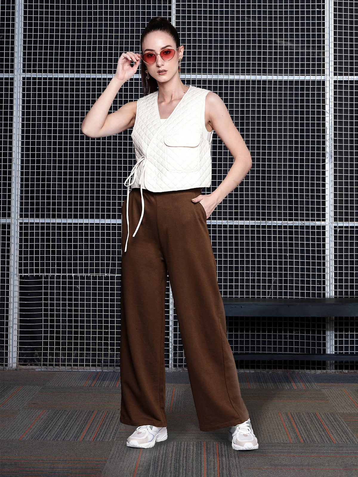 Brown Terry Track Pants-SASSAFRAS
