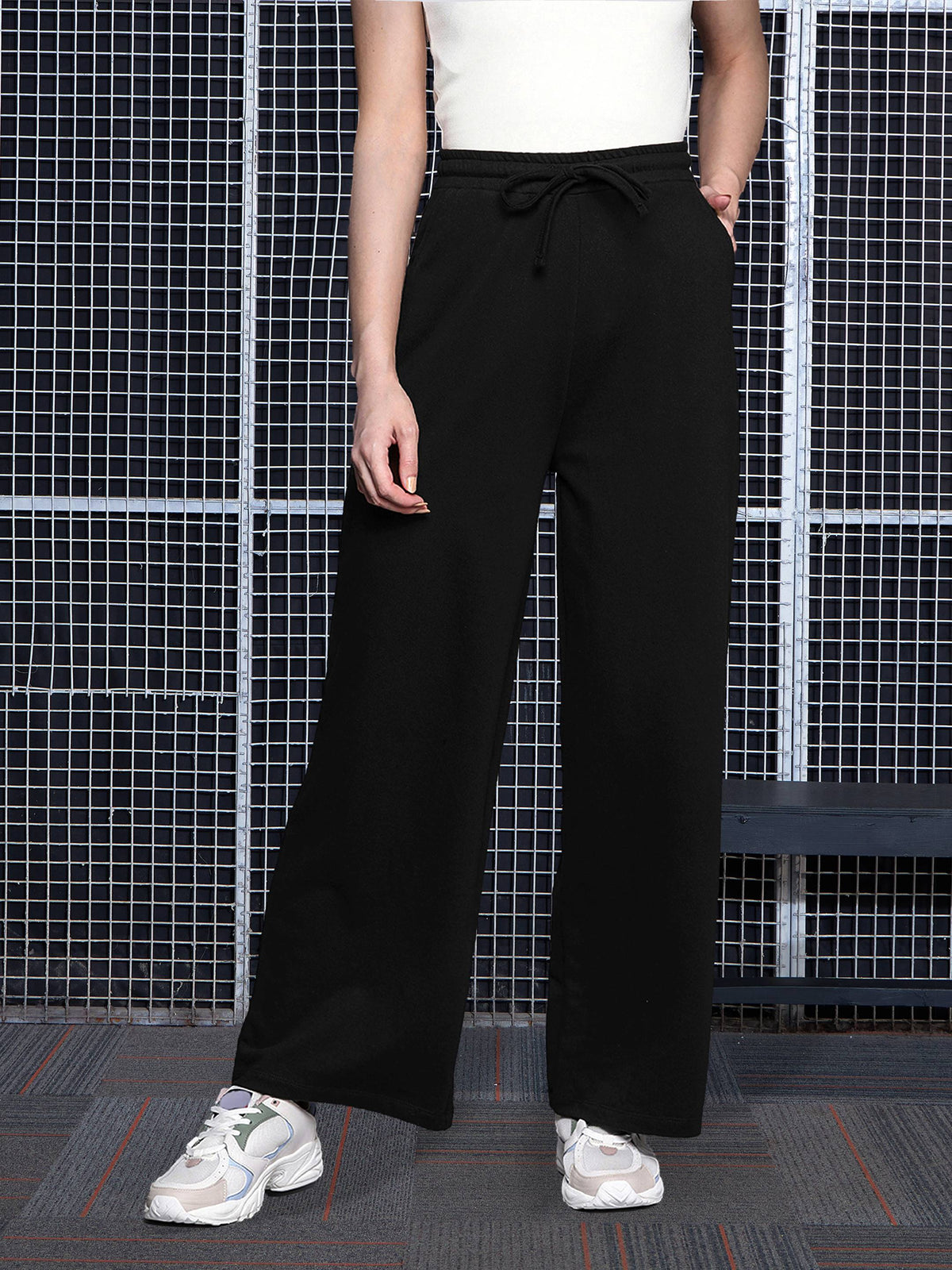 Black Terry Track Pants-SASSAFRAS