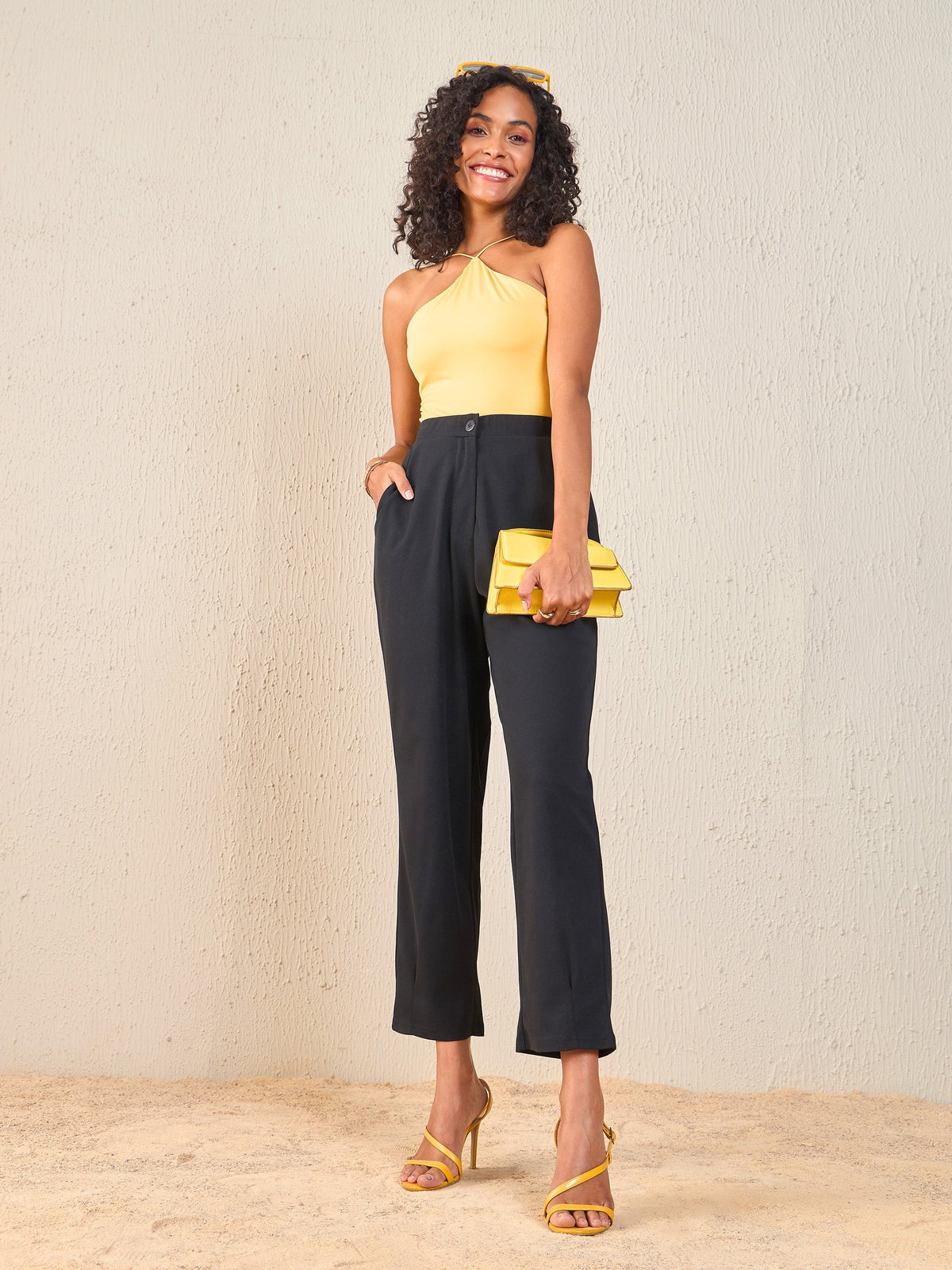 Black Back Flap Pocket Tapered Pants-SASSAFRAS