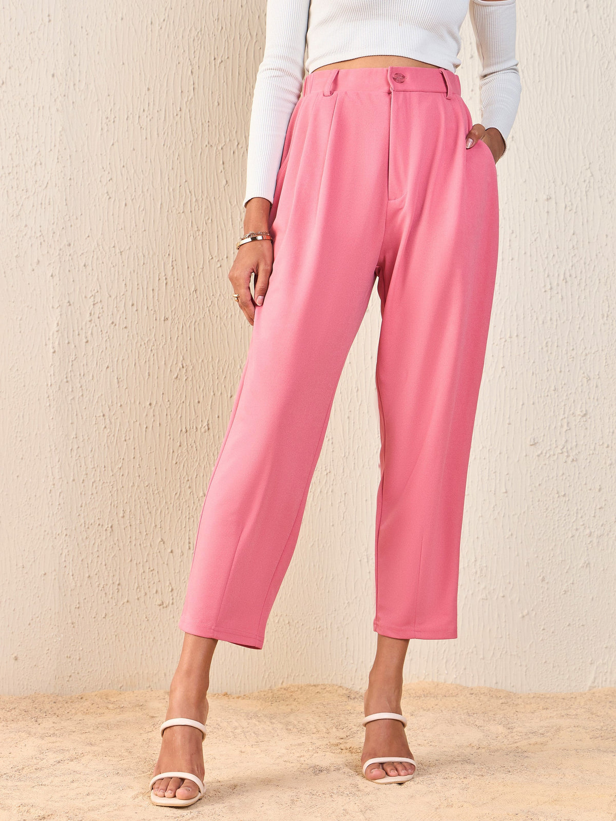 Pink Tapered Pants -SASSAFRAS