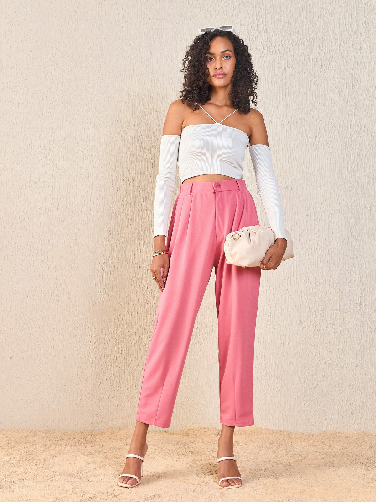 Pink Tapered Pants -SASSAFRAS