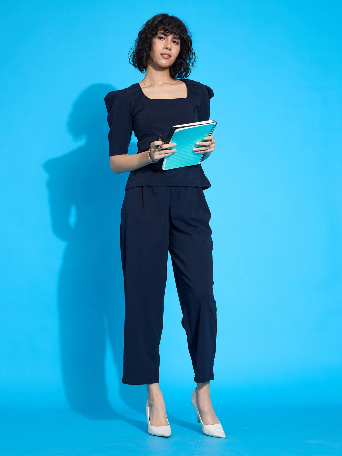 Navy Knit Tapered Pants -SASSAFRAS worklyf