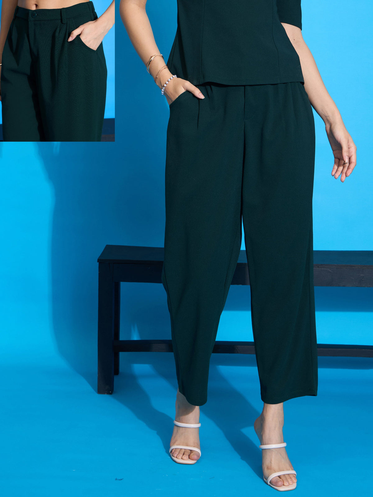 Emerald Knit Tapered Pants -SASSAFRAS worklyf