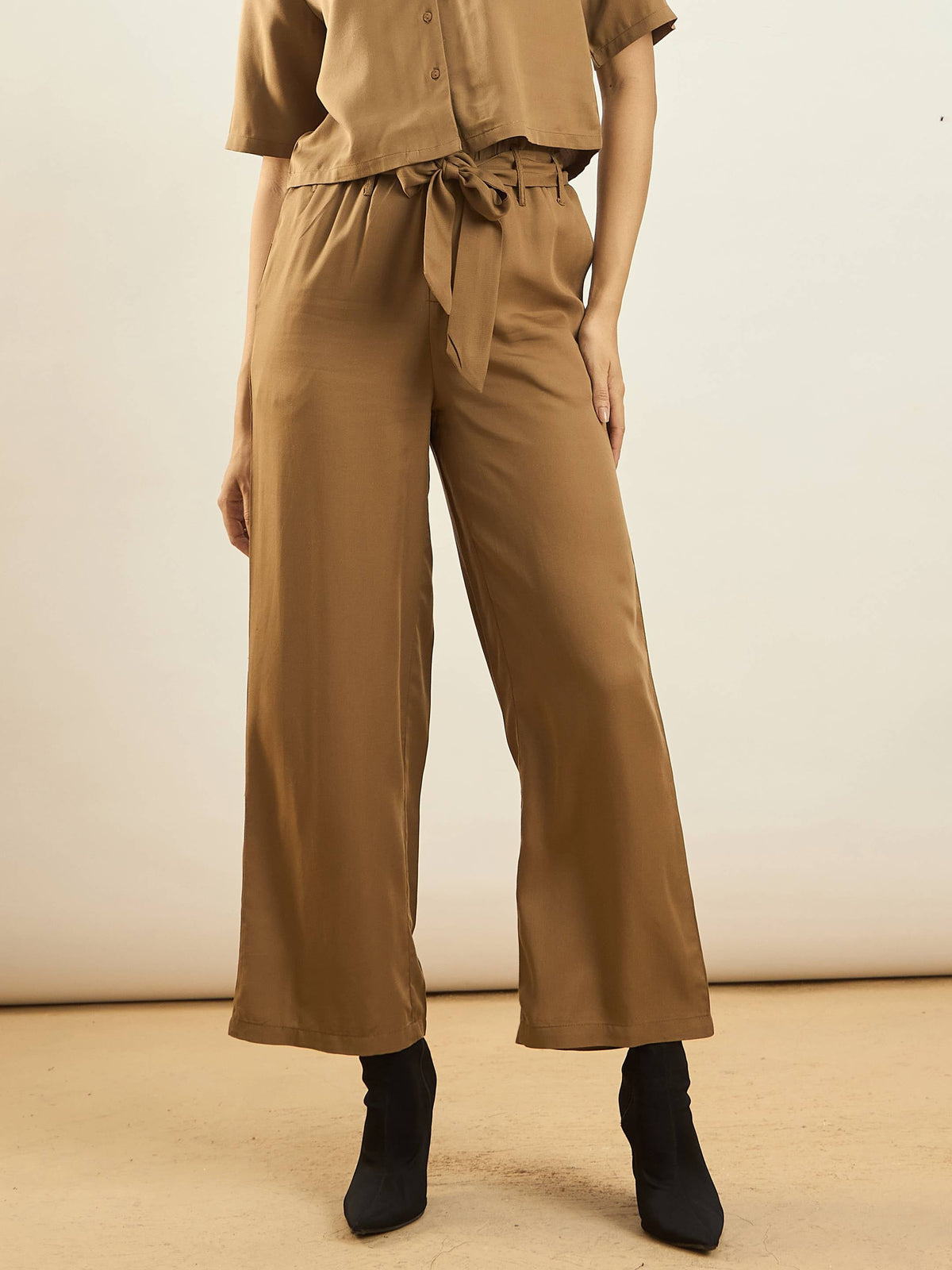 Khaki Paperback Waist Pants-SASSAFRAS