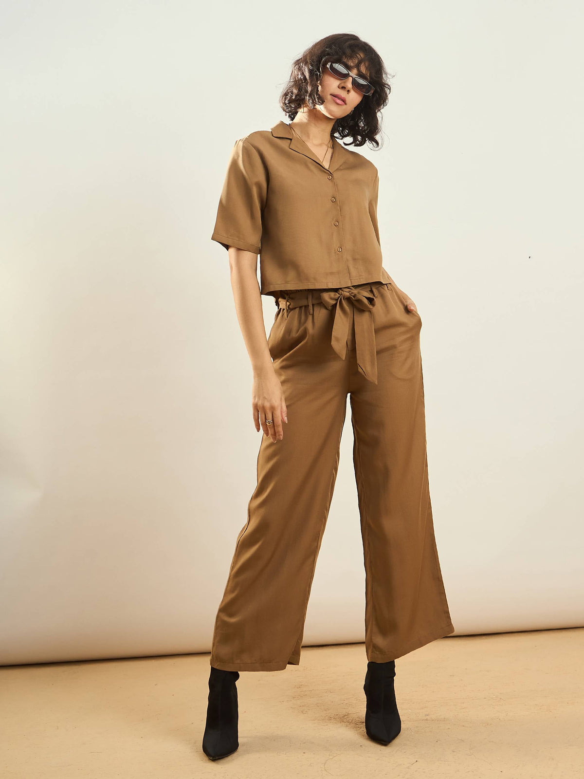 Khaki Paperback Waist Pants-SASSAFRAS