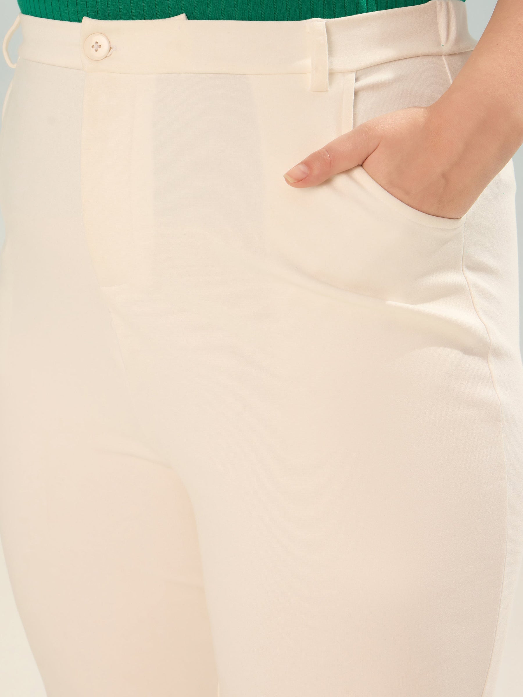 White Flared Bell Bottom Pants-SASSAFRAS Curve