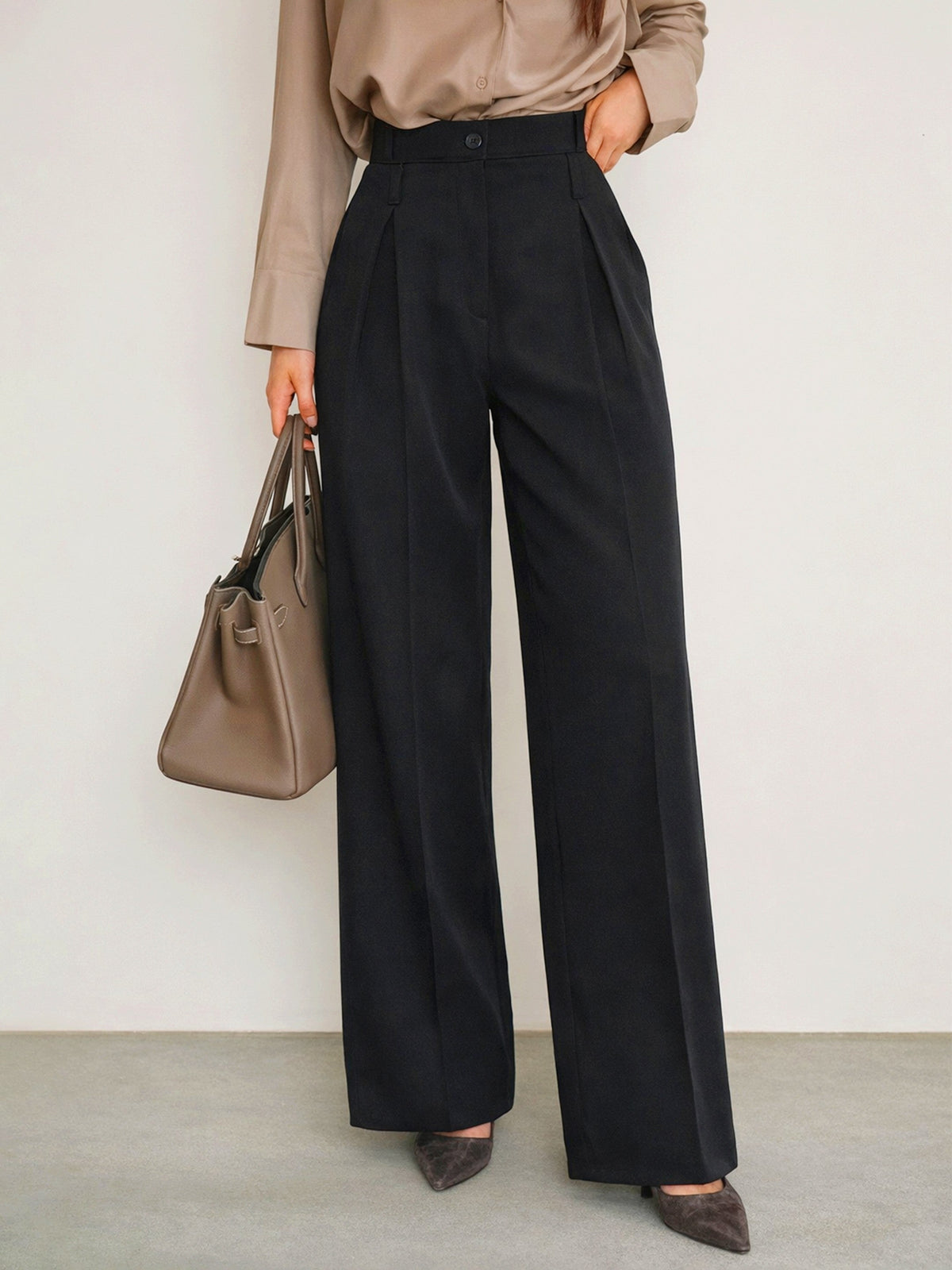 Black Inverted Pleat Relax Fit Korean Pants-SASSAFRAS BASICS
