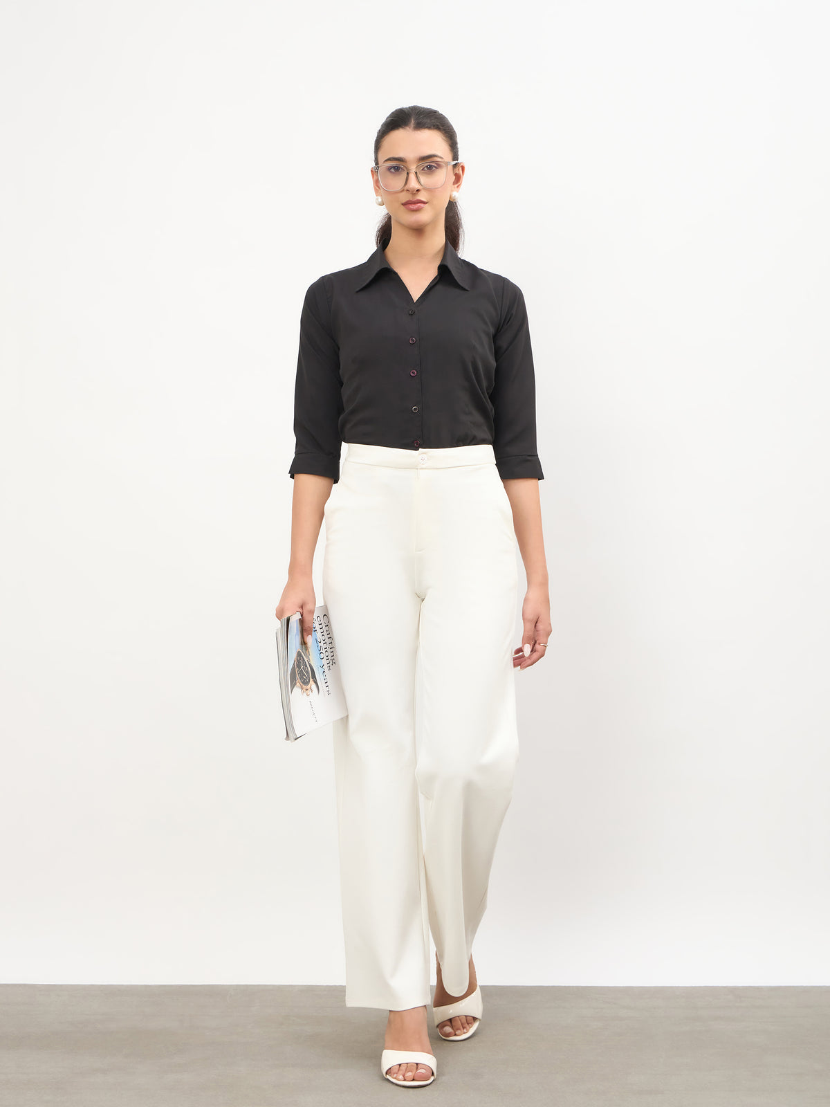 White Roma Straight Fit Pants-SASSAFRAS worklyf