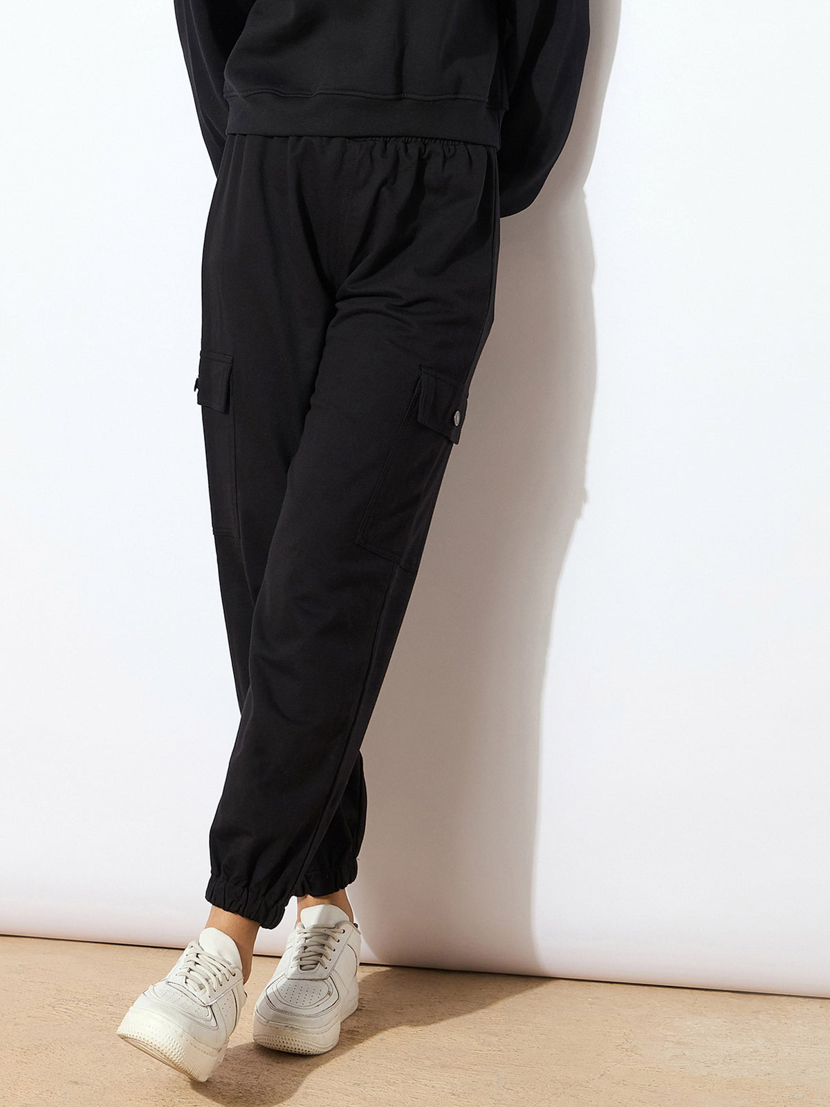 Black Side Pocket Joggers-SASSAFRAS
