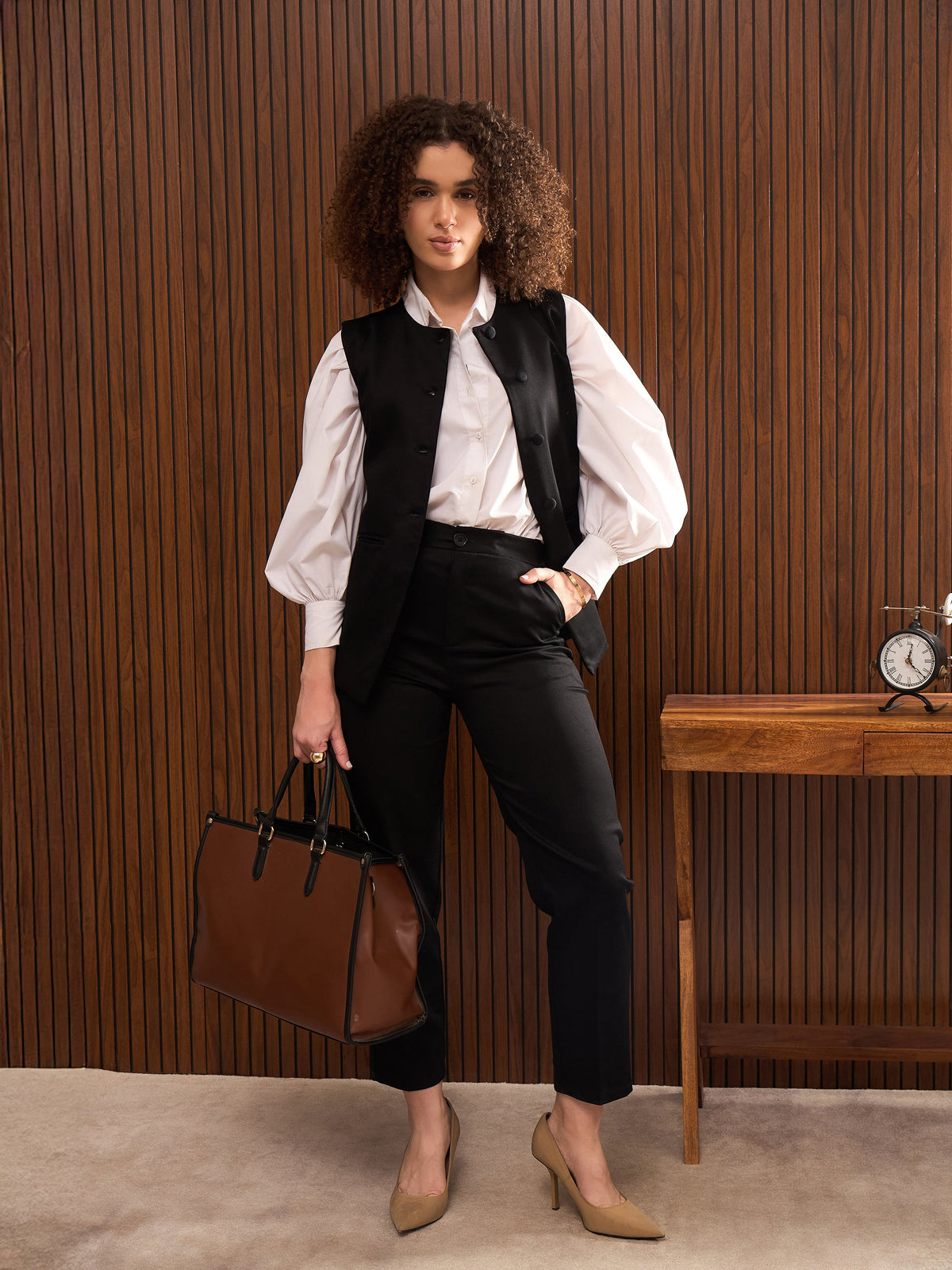 Black Longline Top With Pants-SASSAFRAS worklyf