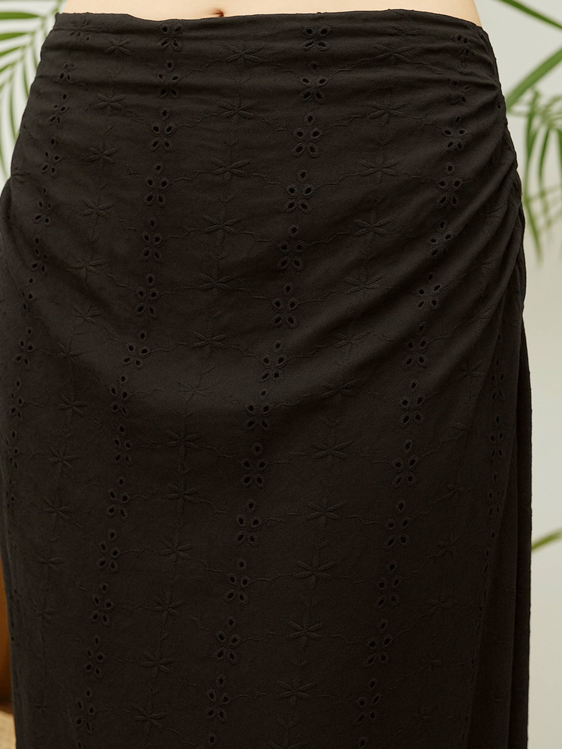 Black Schiffli Shirt with Skirt-SASSAFRAS
