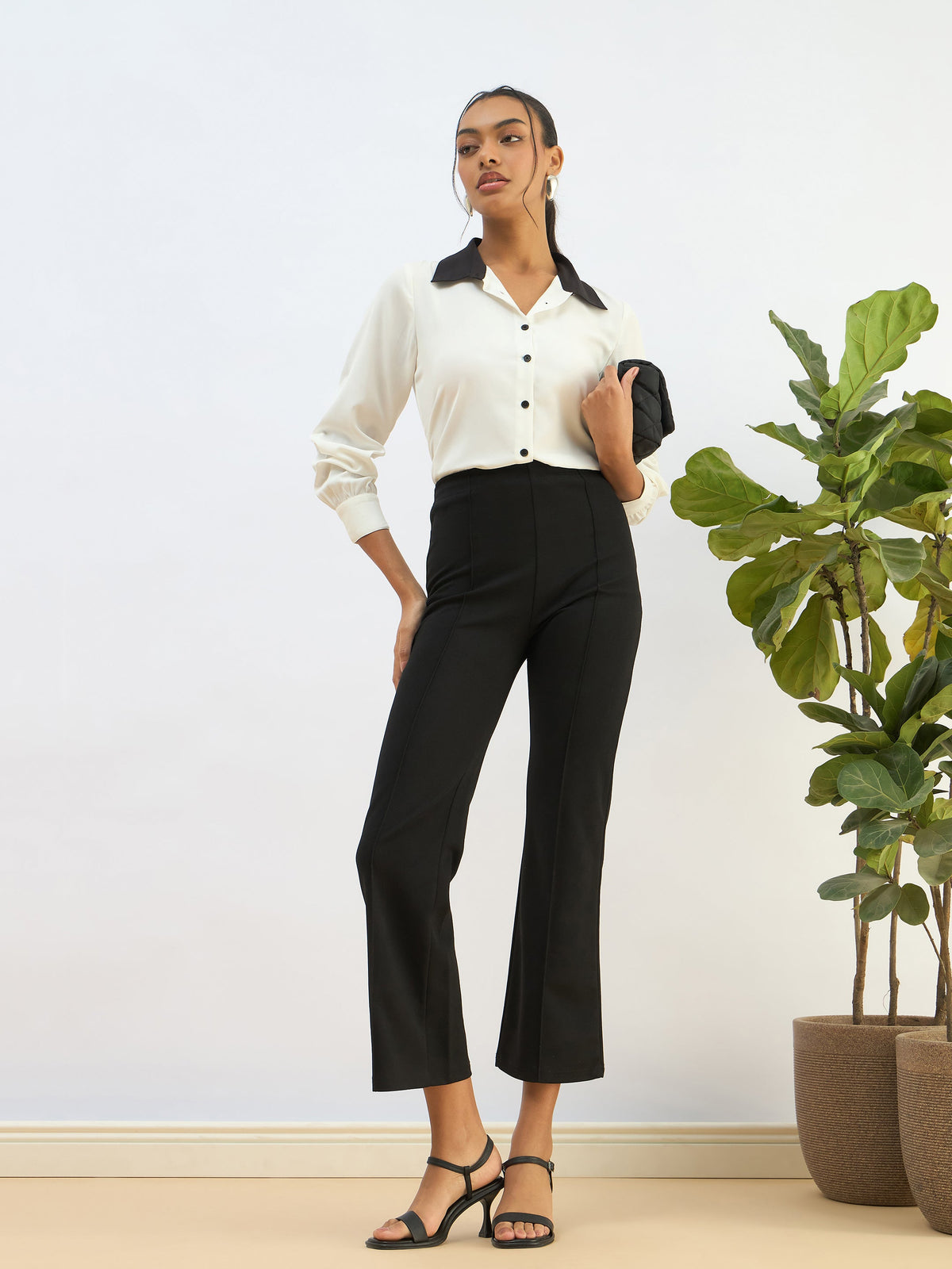 White Contrast Collar Regular Shirt-SASSAFRAS BASICS