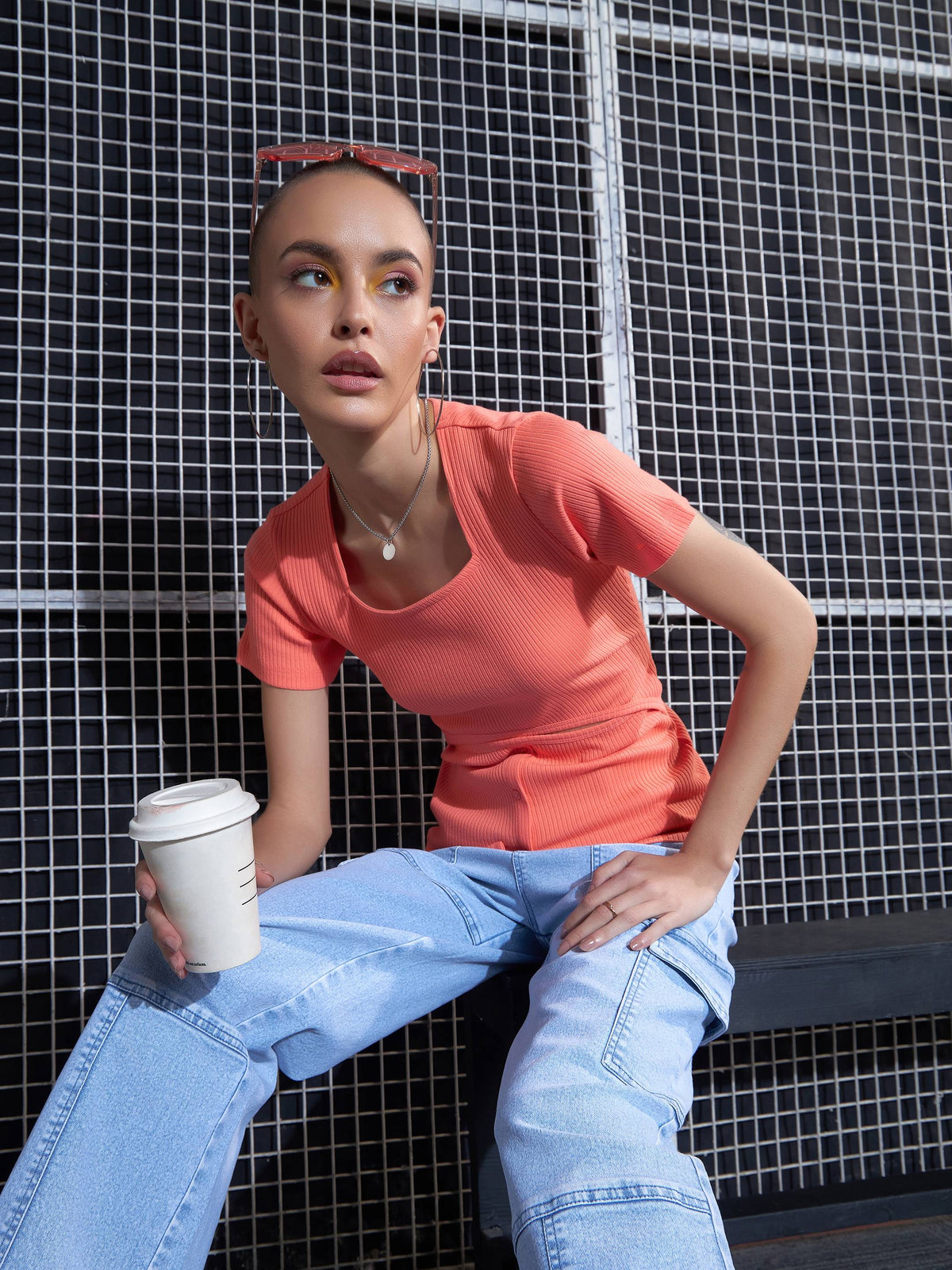 Peach Rib Waist Cut-Out Top-SASSAFRAS