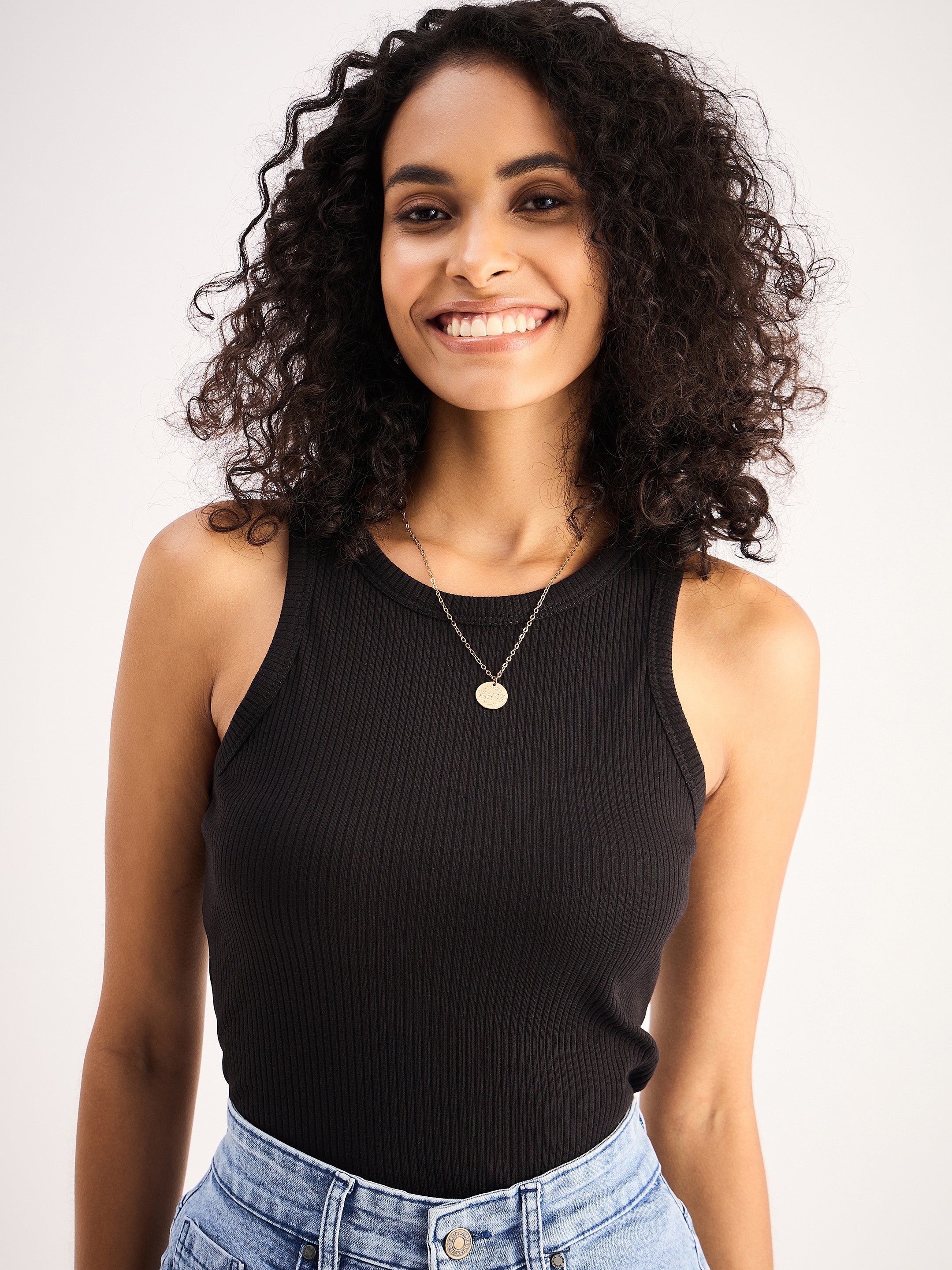 トップス PERVERZE 24SS Double Strap Tank Top Solid Ribbed Double-Strap Tank