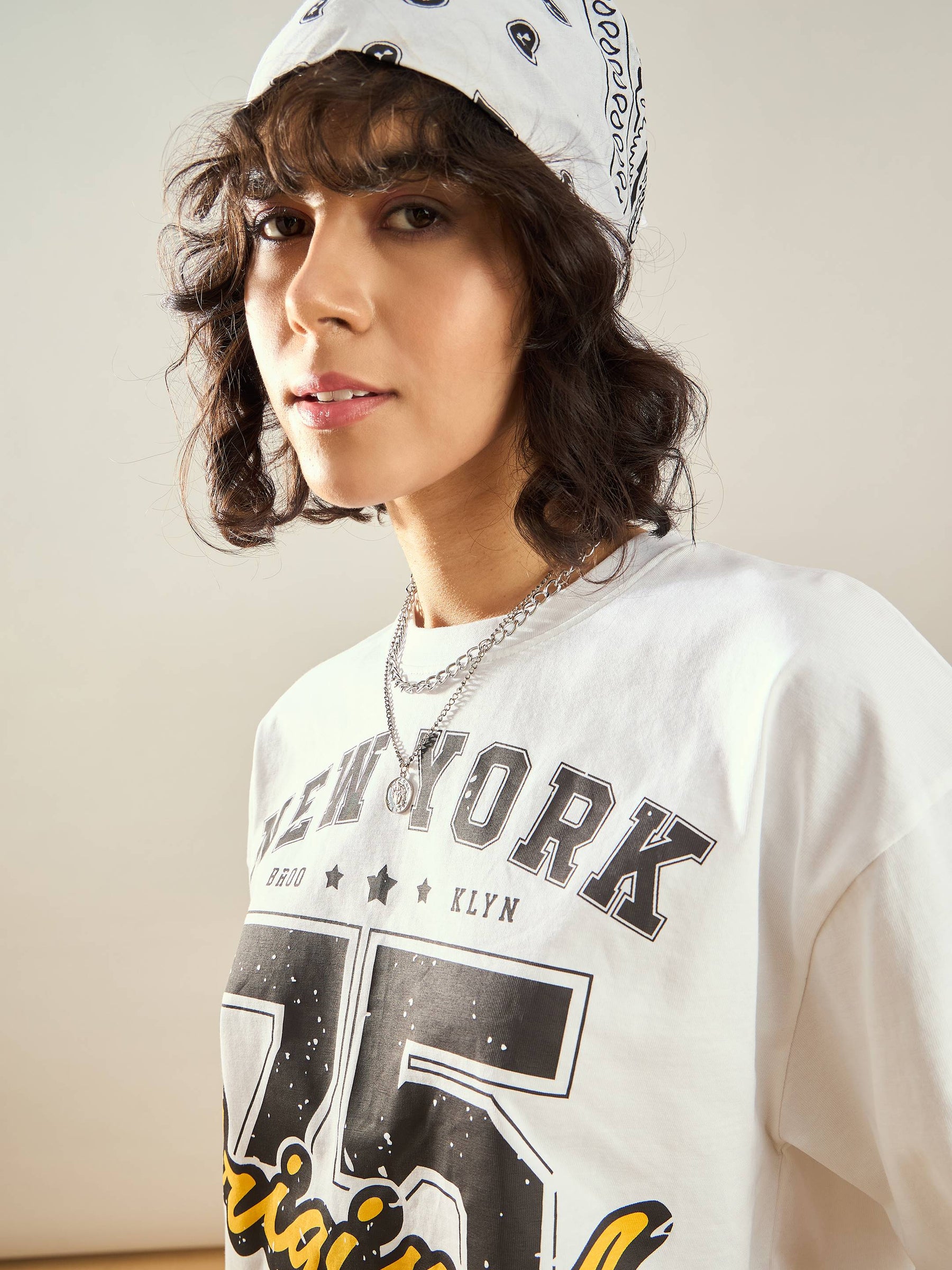 White ORIGINAL Printed Crop T-shirt-SASSAFRAS