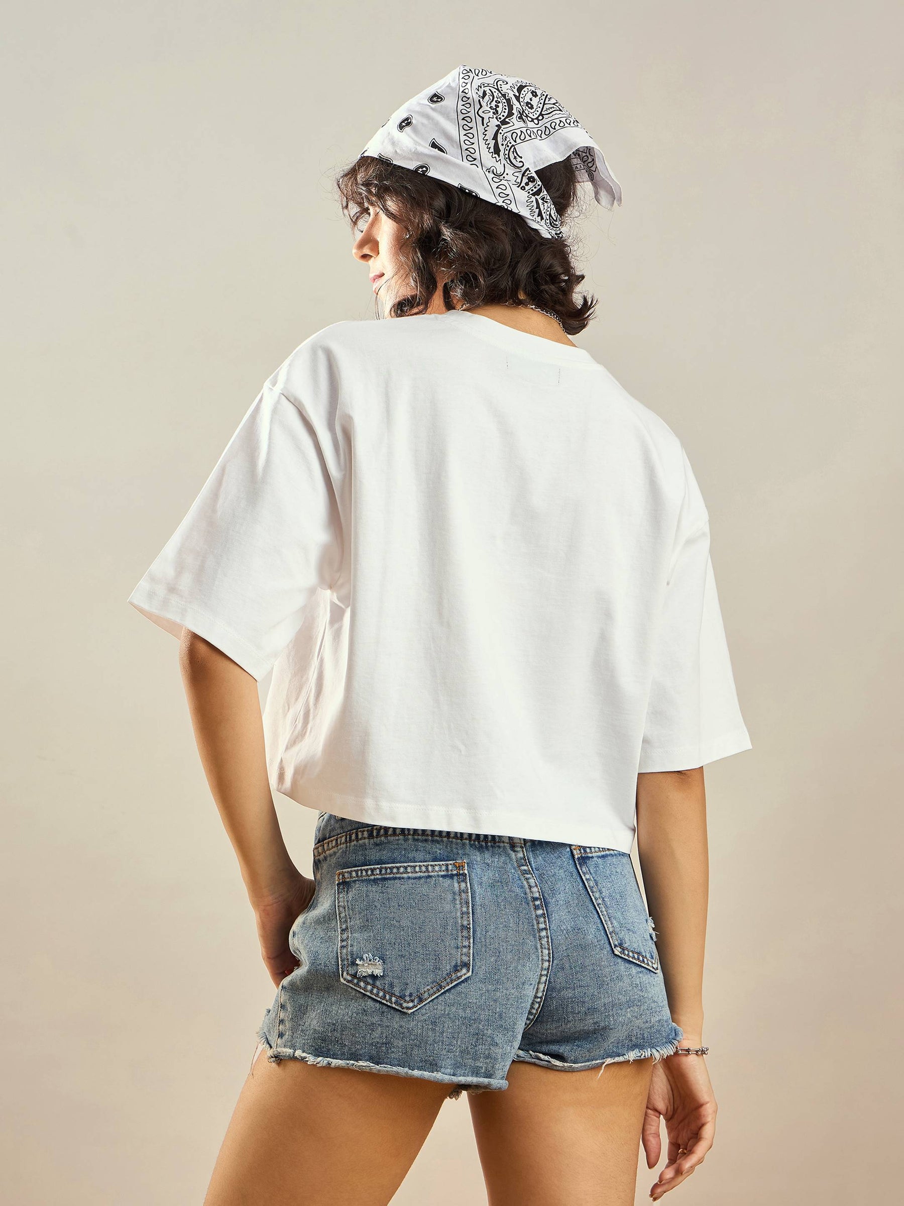 White ORIGINAL Printed Crop T-shirt-SASSAFRAS