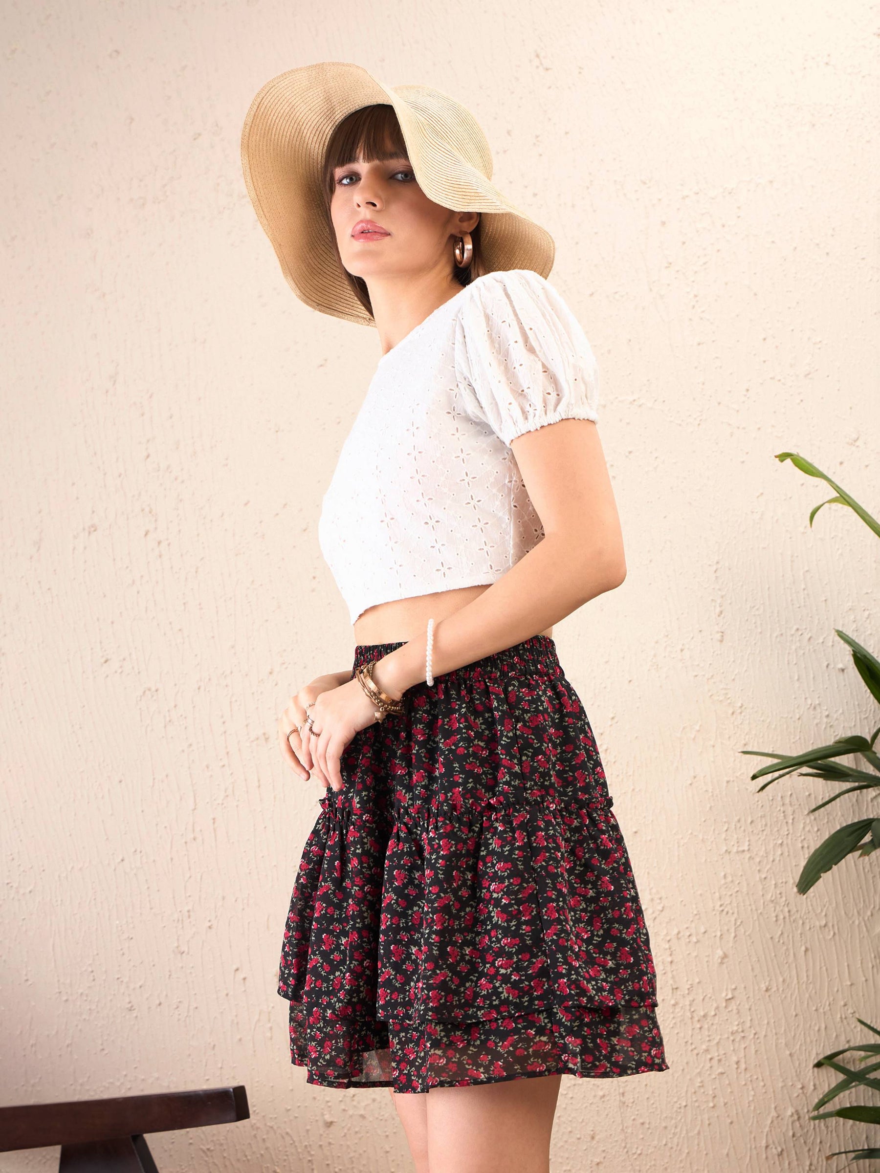 White Schiffli Back-Tie Crop Top-SASSAFRAS