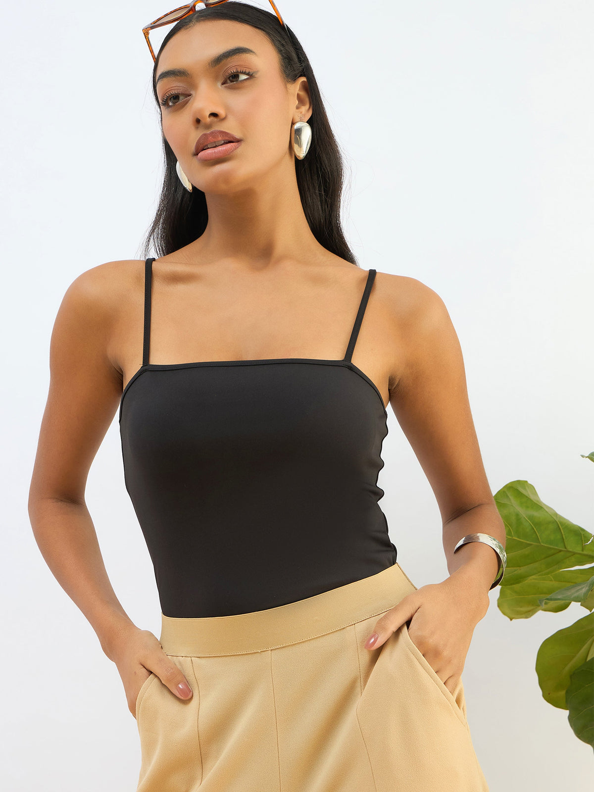 Black Strappy Knitted Bodysuit-SASSAFRAS BASICS