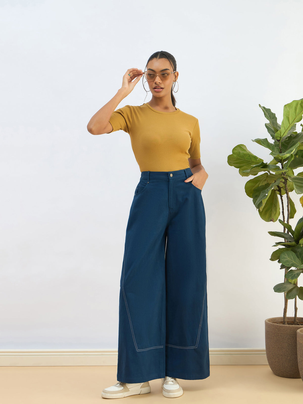 Khaki Rib Short Sleeves Top-SASSAFRAS BASICS