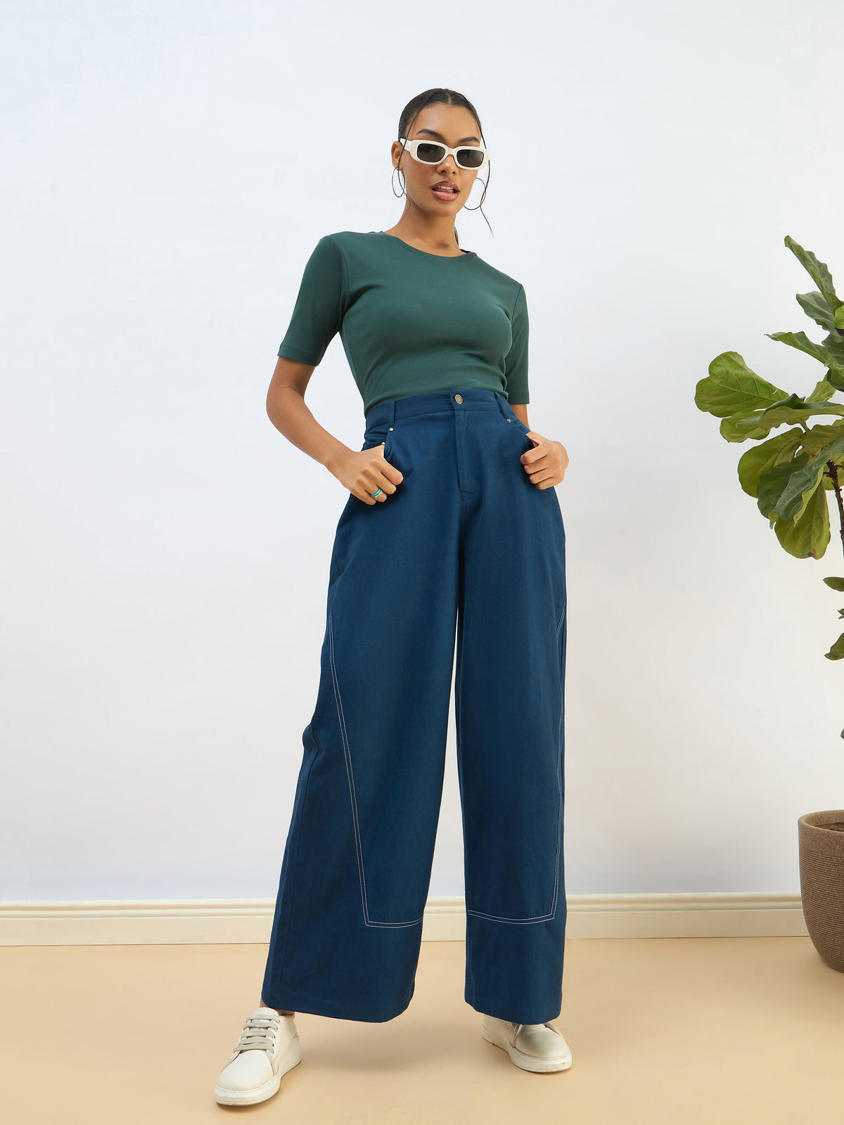 Green Rib Short Sleeves Top-SASSAFRAS BASICS